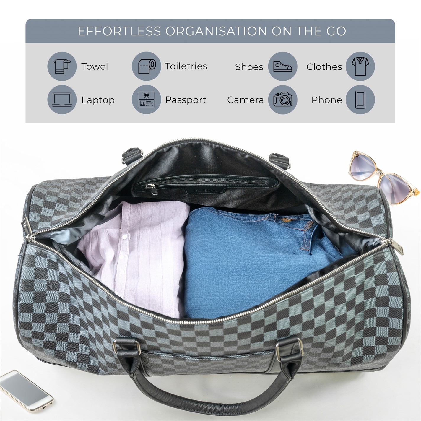 Pierre Cardin Premium Black And Grey Flight Bag Travel Holdall - 5