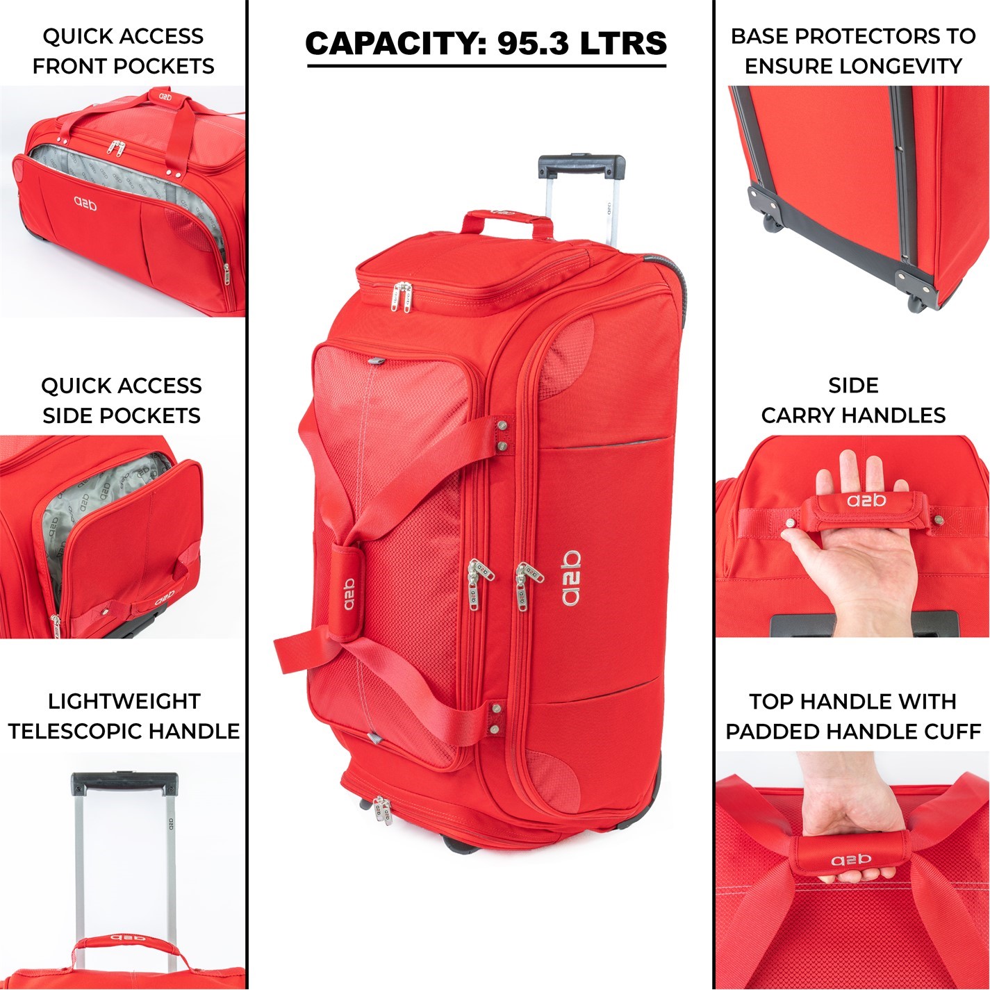 A2B Quest 95.3L Wheeled Holdall Roller Duffel Bag - 5