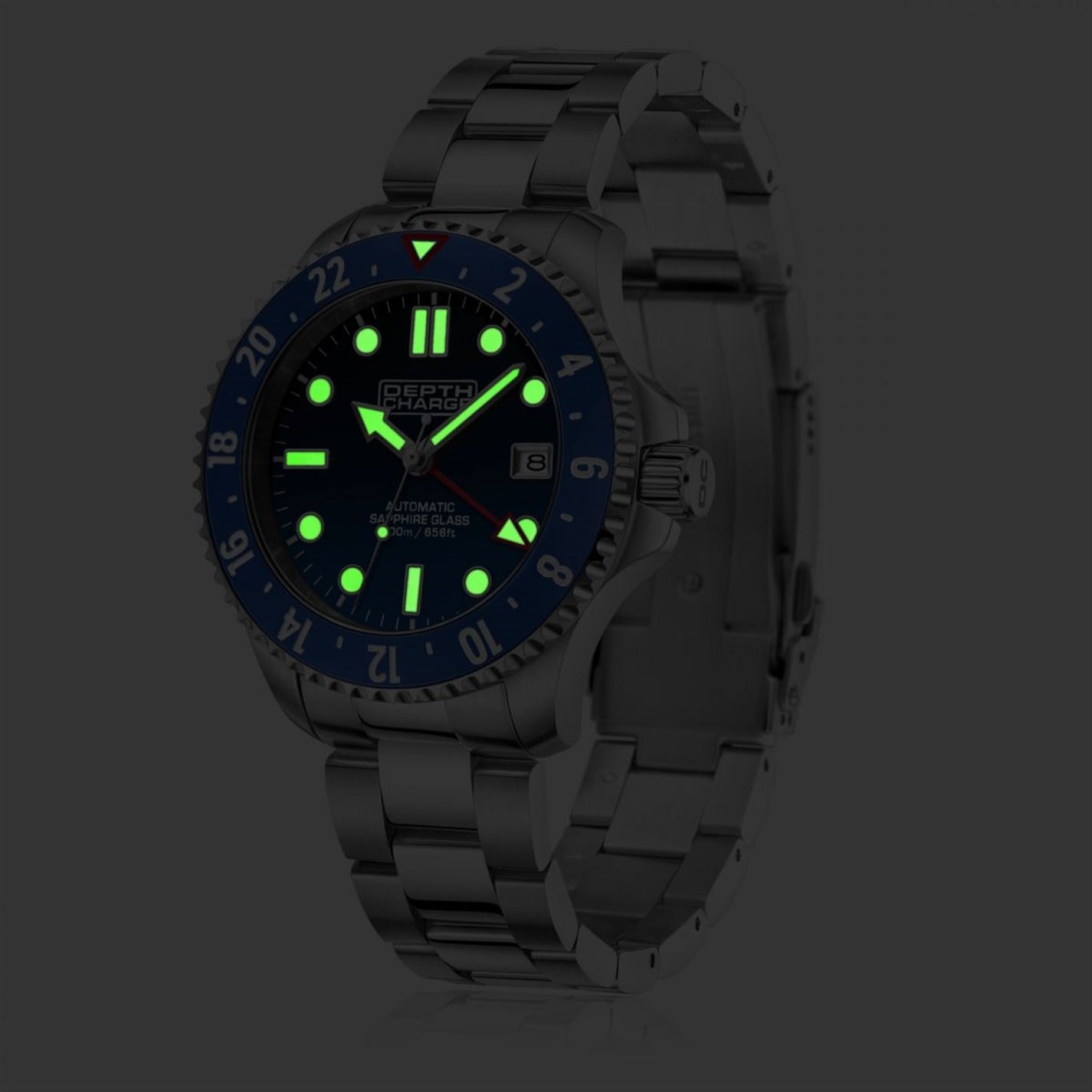 Depth Charge Charge Stainless Steel Blue Dial Dive Watch - 2