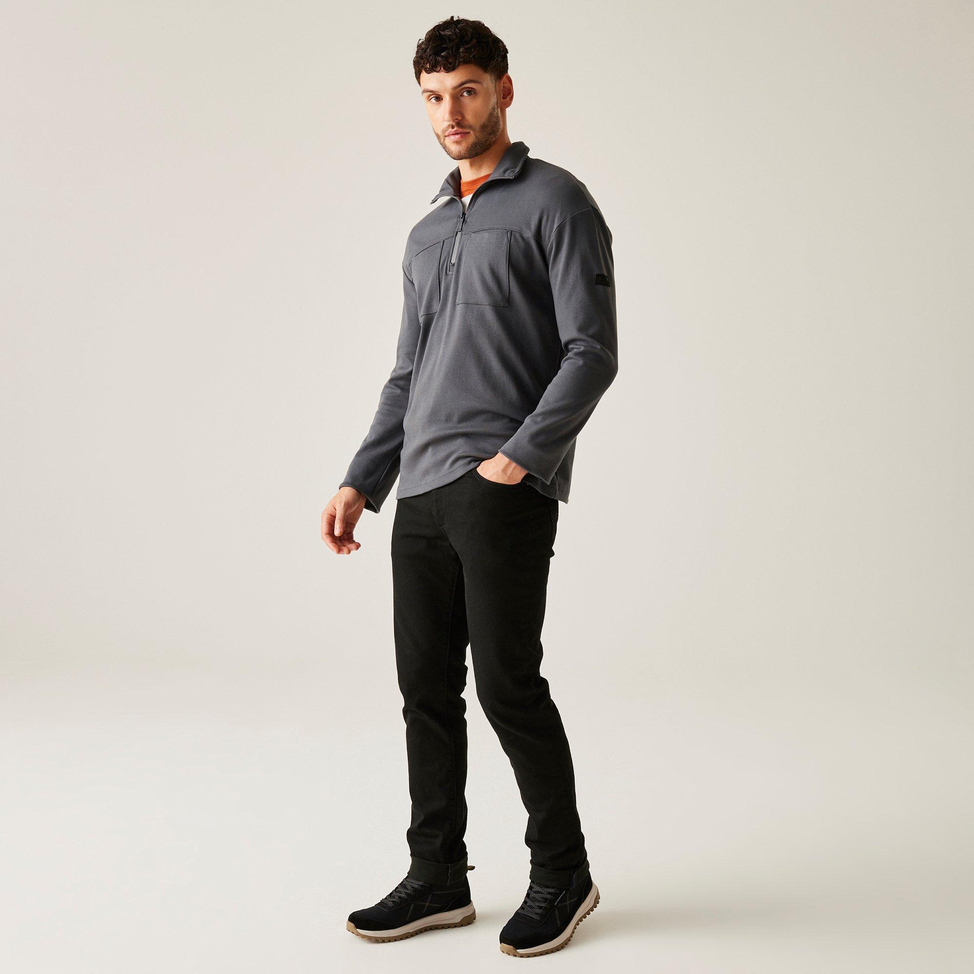 Bunda Regatta Dark Grey 4794570 Men's Ferdo Half-Zip Cotton Funnel-Neck Fleece - 3