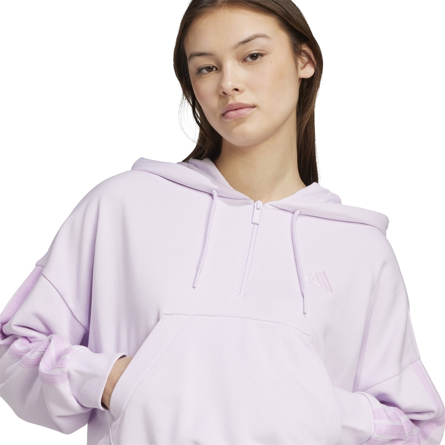 Mikina adidas Lavender 962204 Essentials 3-Stripes Quarter-Zip Hoodie Womens - 6