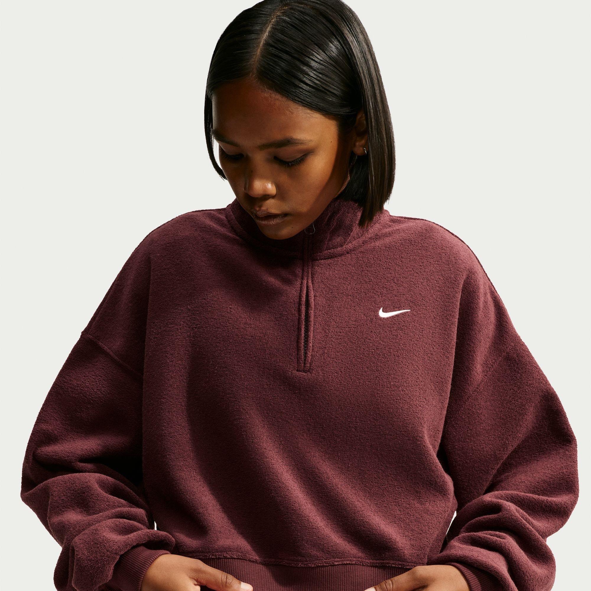 Mikina Nike 5380660 Women's Studio 1/4 Zip Cropped Oversized-Fit Fleece Top - 1