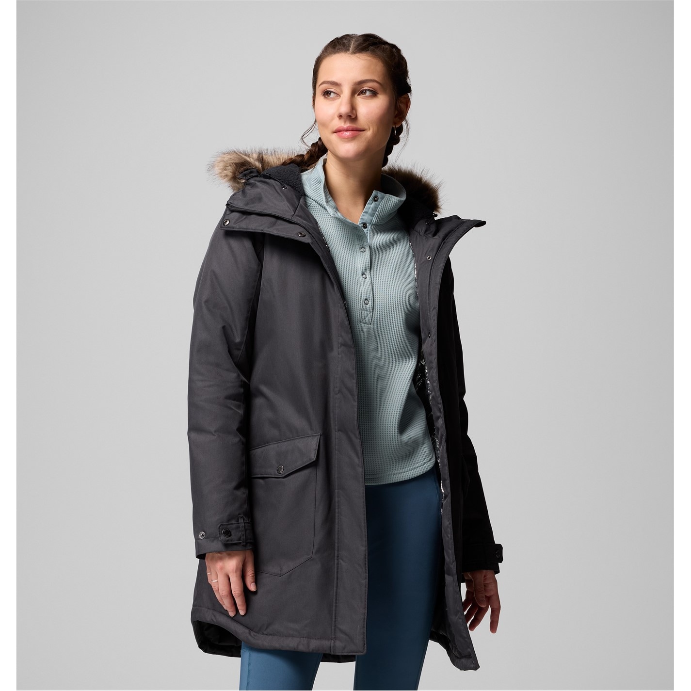 Bunda Columbia Black 9243773 Women's Suttle Mountain Down Sherpa-Lined Synthetic Down Parka - 3
