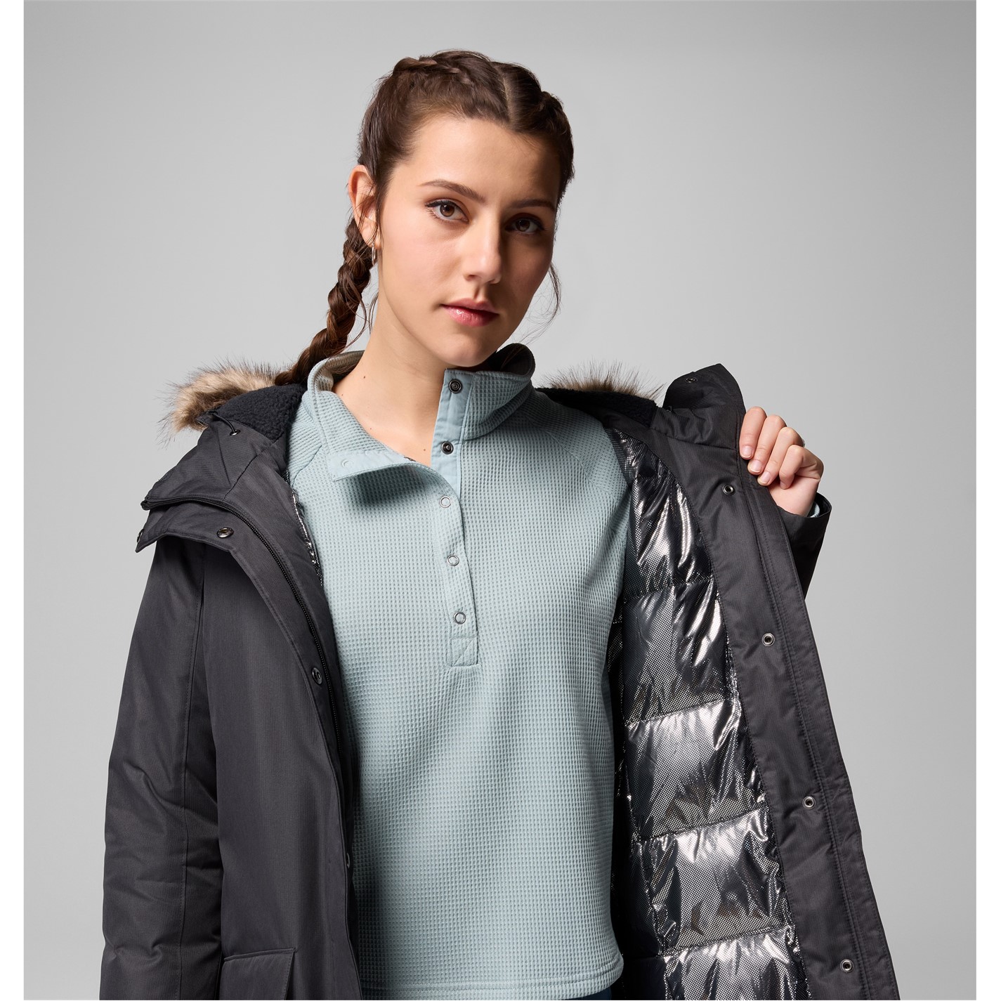 Bunda Columbia Black 9243773 Women's Suttle Mountain Down Sherpa-Lined Synthetic Down Parka - 4