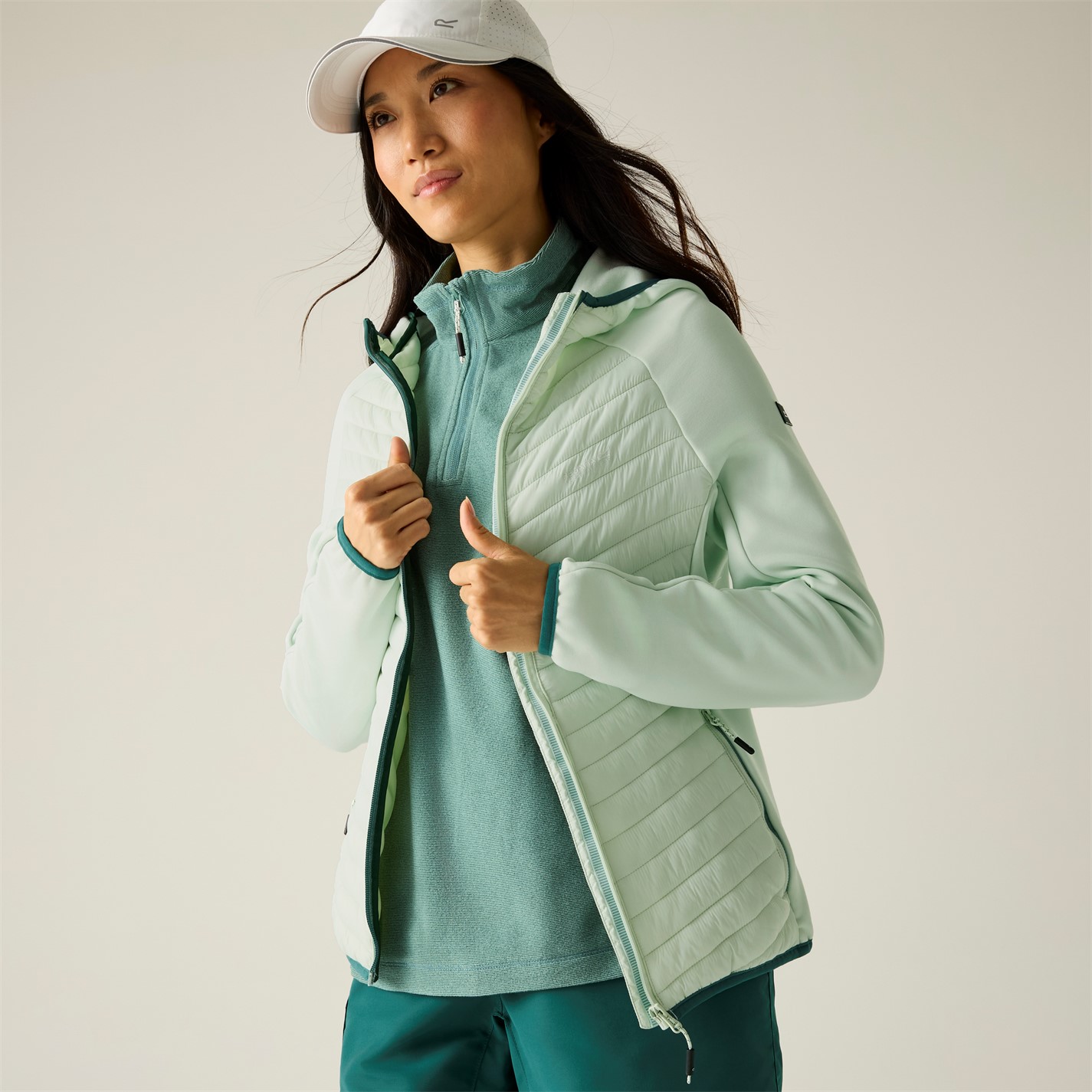 Dámska bunda Regatta OceanMist 4886086 Womens Andreson Water Resistant Hooded Long Sleeve Insulated Puffer Jacket - 4