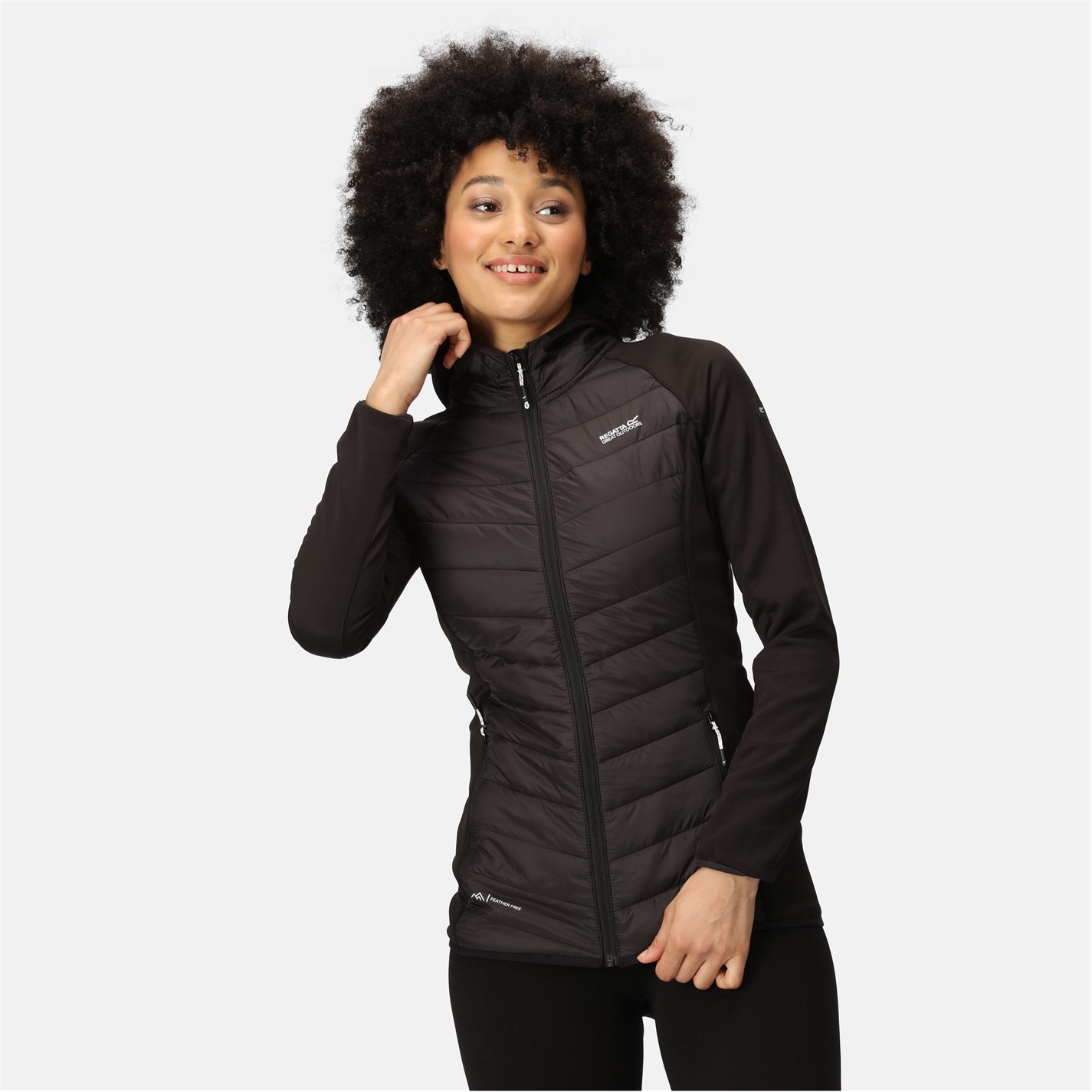 Bunda Regatta Black 3270001 Womens Andreson Water Resistant Hooded Long Sleeve Insulated Puffer Jacket - 1