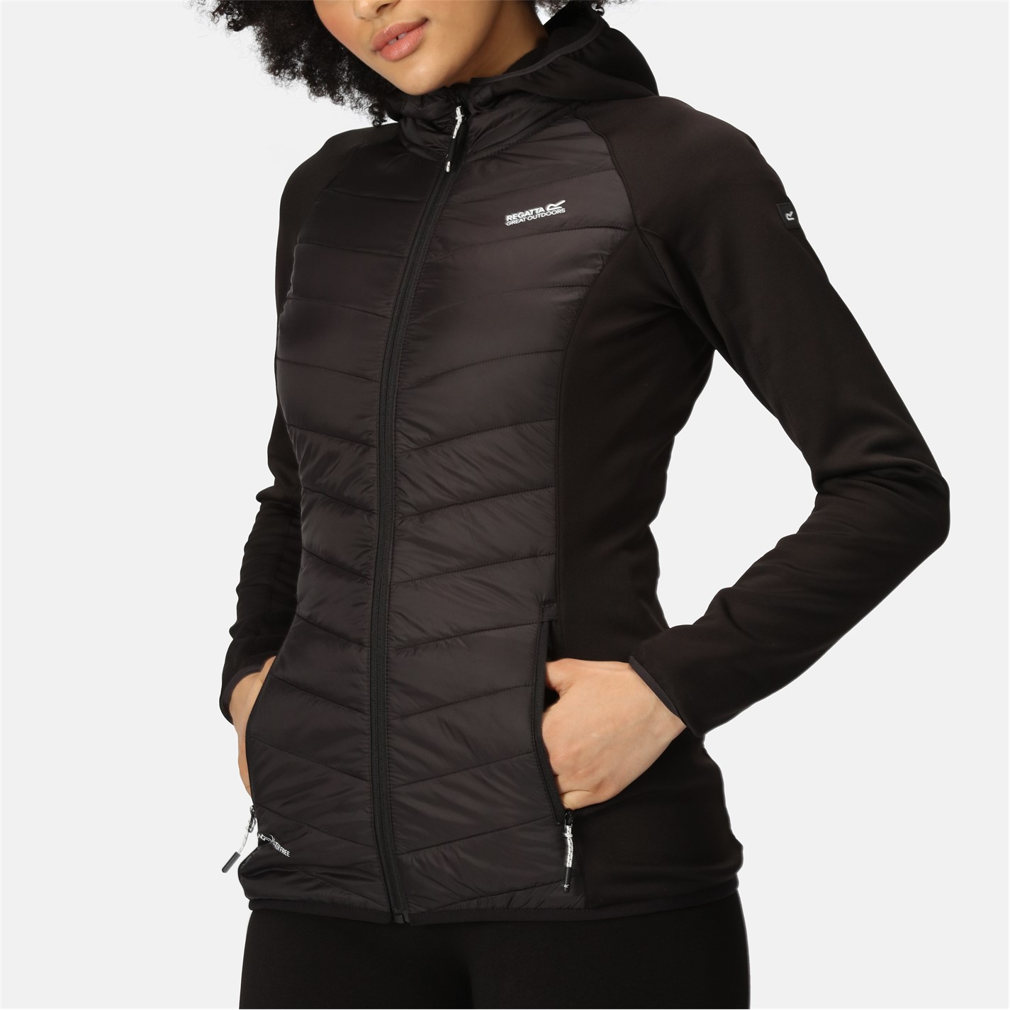 Bunda Regatta Black 3270001 Womens Andreson Water Resistant Hooded Long Sleeve Insulated Puffer Jacket - 2