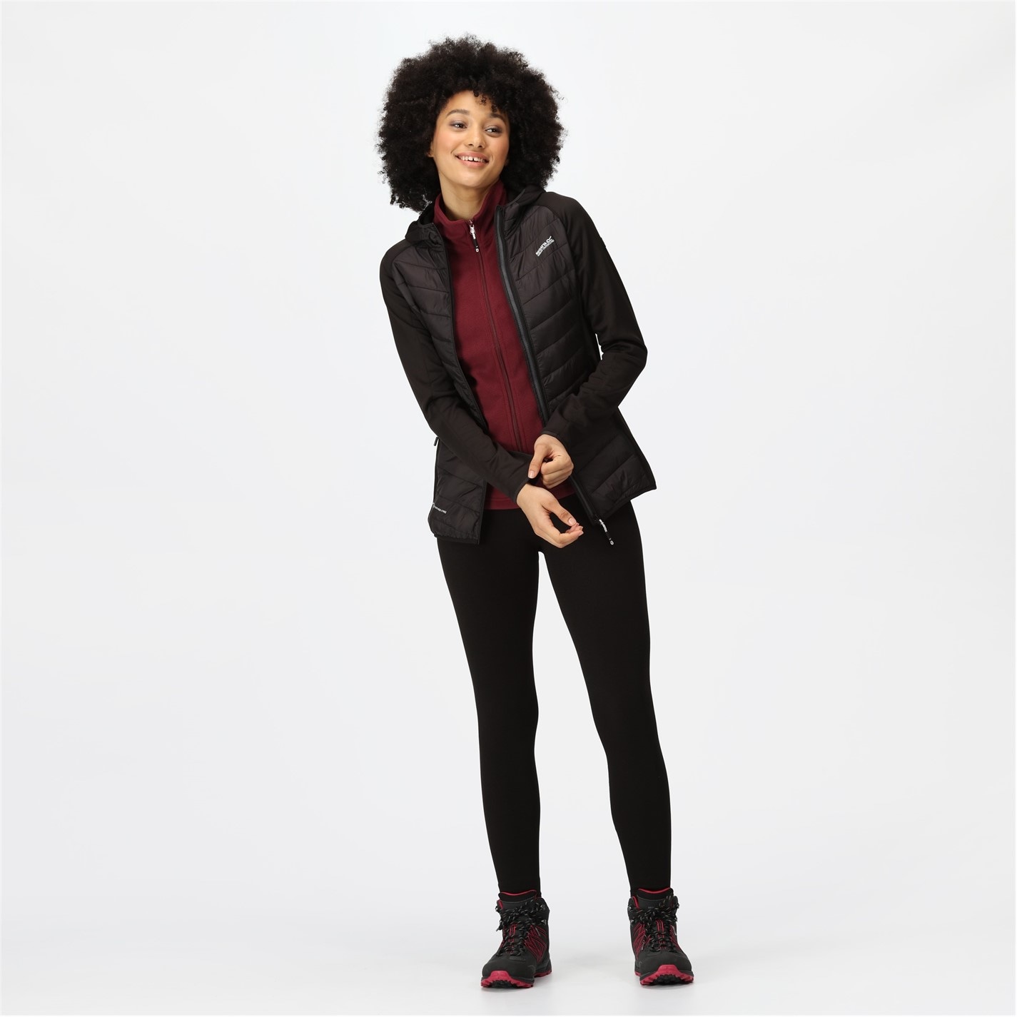 Bunda Regatta Black 3270001 Womens Andreson Water Resistant Hooded Long Sleeve Insulated Puffer Jacket - 4