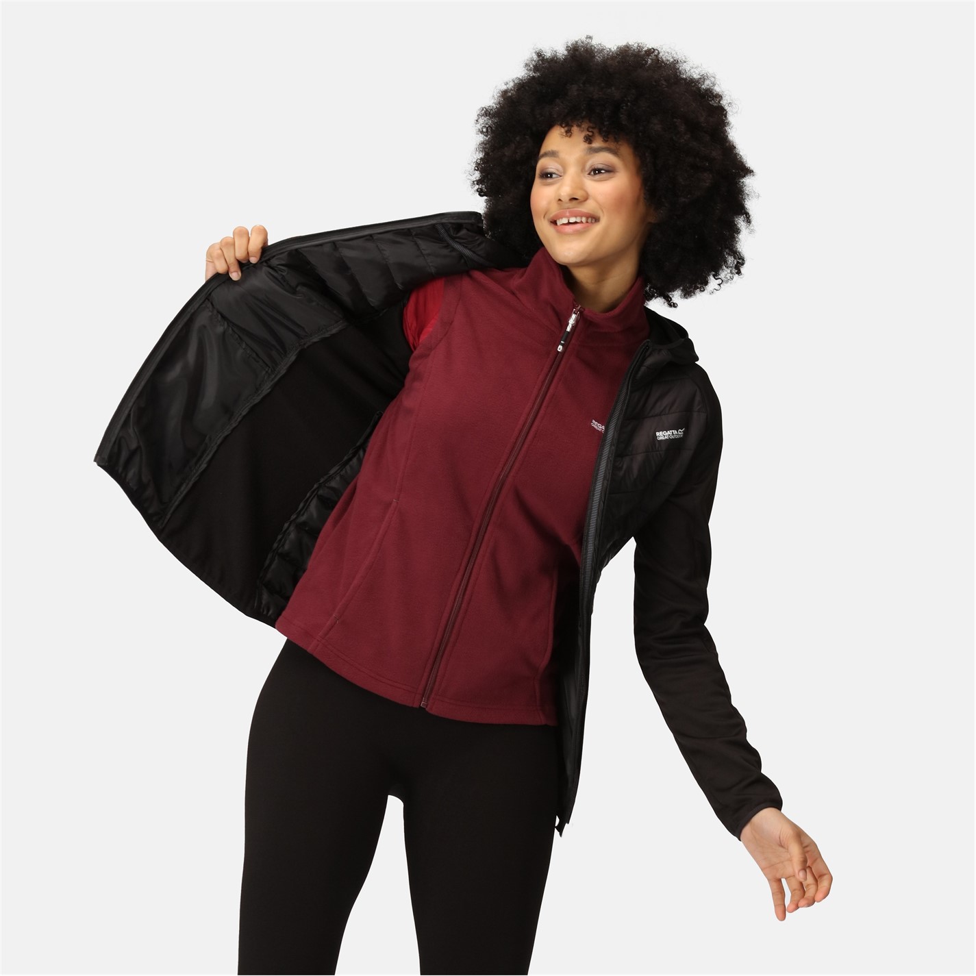 Bunda Regatta Black 3270001 Womens Andreson Water Resistant Hooded Long Sleeve Insulated Puffer Jacket - 5