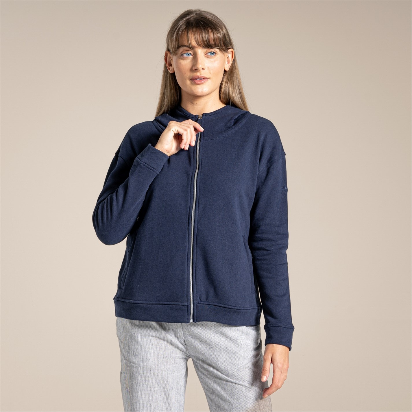 Mikina Craghoppers Blue Navy 9864116 Women's Eden Hooded Full Zip Fleece - 1