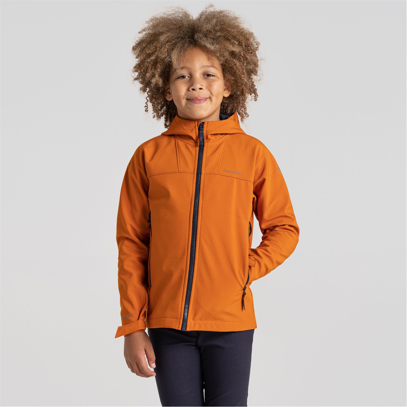 Craghoppers Canyon Orng 4414700 Unisex Kids' Crag Landon Hooded Softshell Jacket - 4