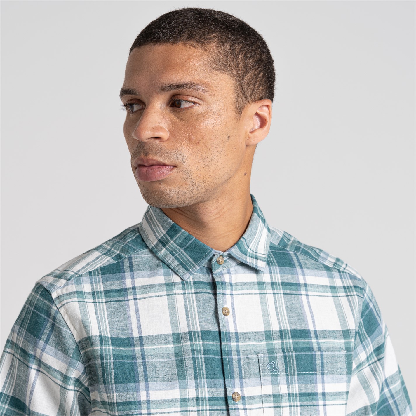 Košeľa Craghoppers Wsh Teal CHK 5206683 Men's Hila Short-Sleeve Shirt - 6