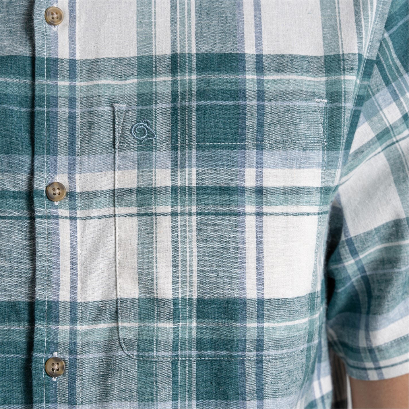 Košeľa Craghoppers Wsh Teal CHK 5206683 Men's Hila Short-Sleeve Shirt - 7