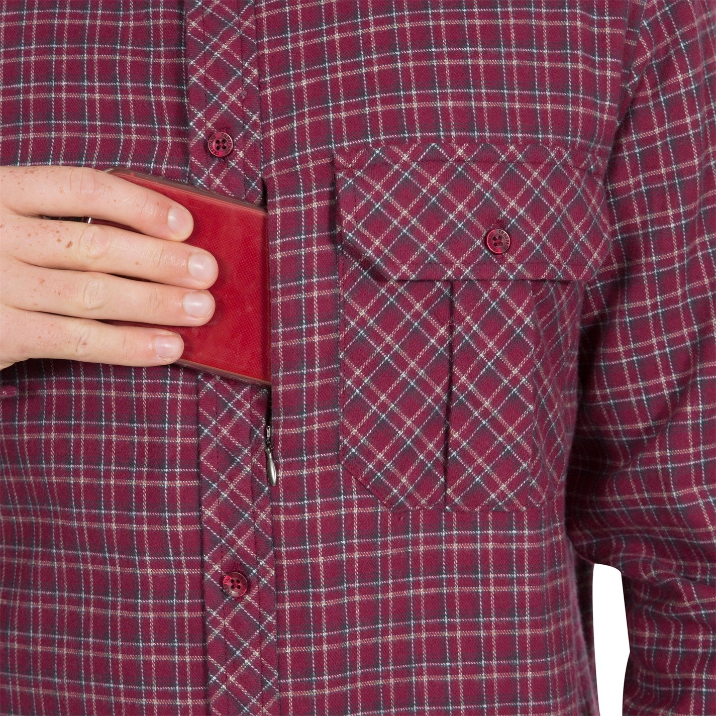 Košeľa Trespass Red Check 7302633 Men's Snyper Long-Sleeve Shirt - 5