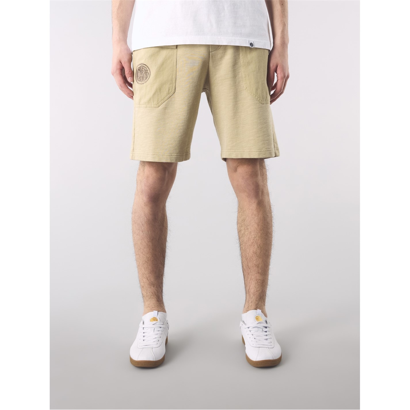 Kraťasy Pretty Green Taupe 2376536 Men's Stamford Fleece Jogger Shorts - 4