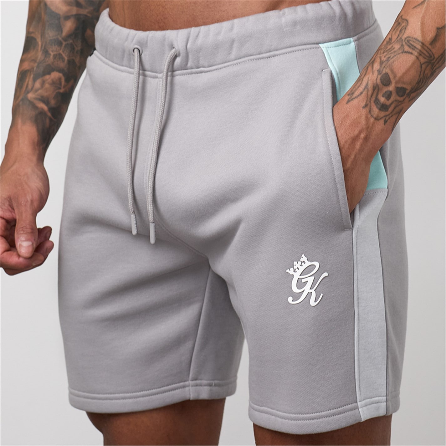 Kraťasy Gym King Grey 5215490 Contrast Panel Short - Urban Grey/Light Grey/Mint - 3
