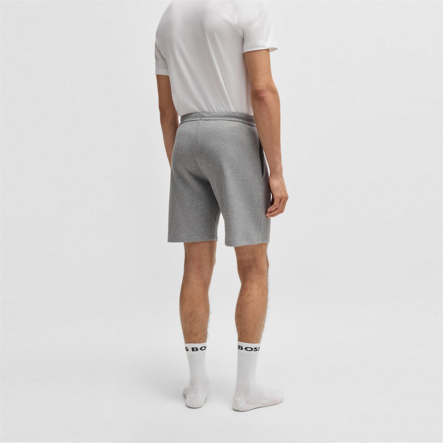 Kraťasy Boss Grey 033 3129569 Mens BOSS Bodywear Waffle Soft Texture Shorts - 3