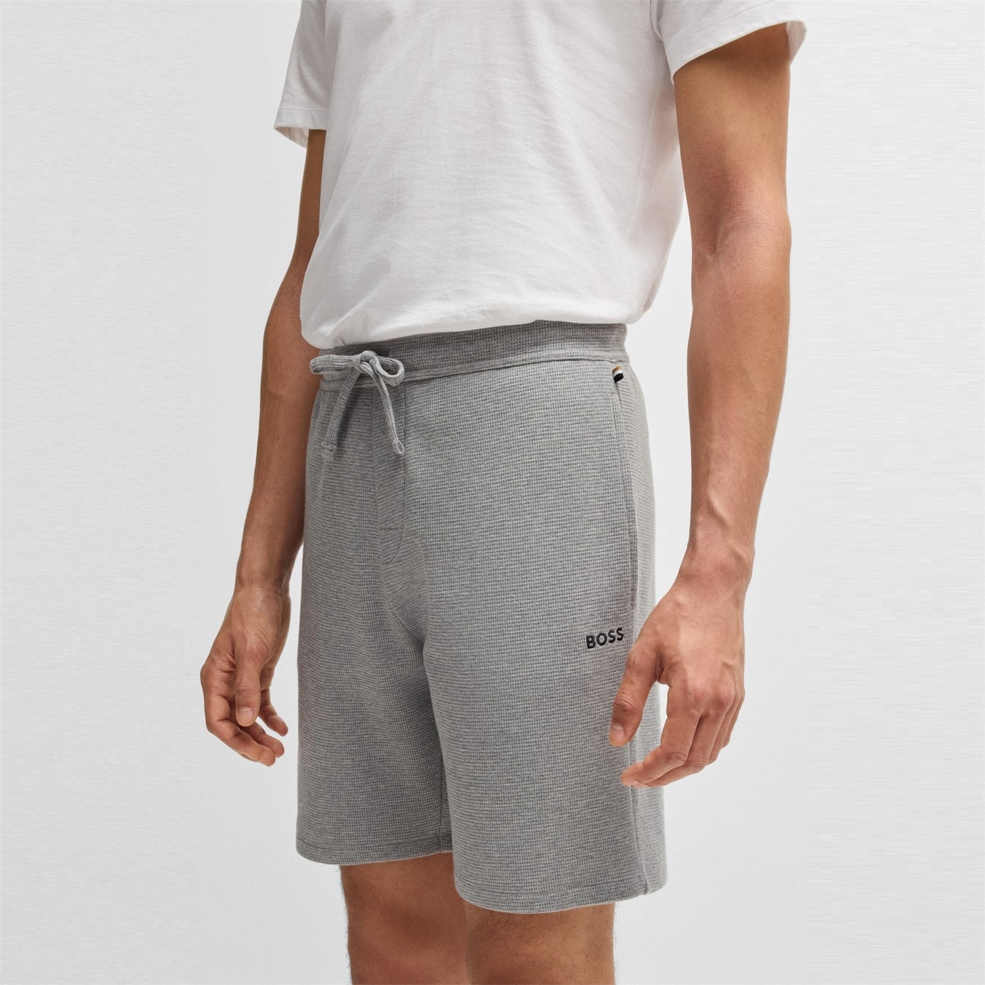 Kraťasy Boss Grey 033 3129569 Mens BOSS Bodywear Waffle Soft Texture Shorts - 5