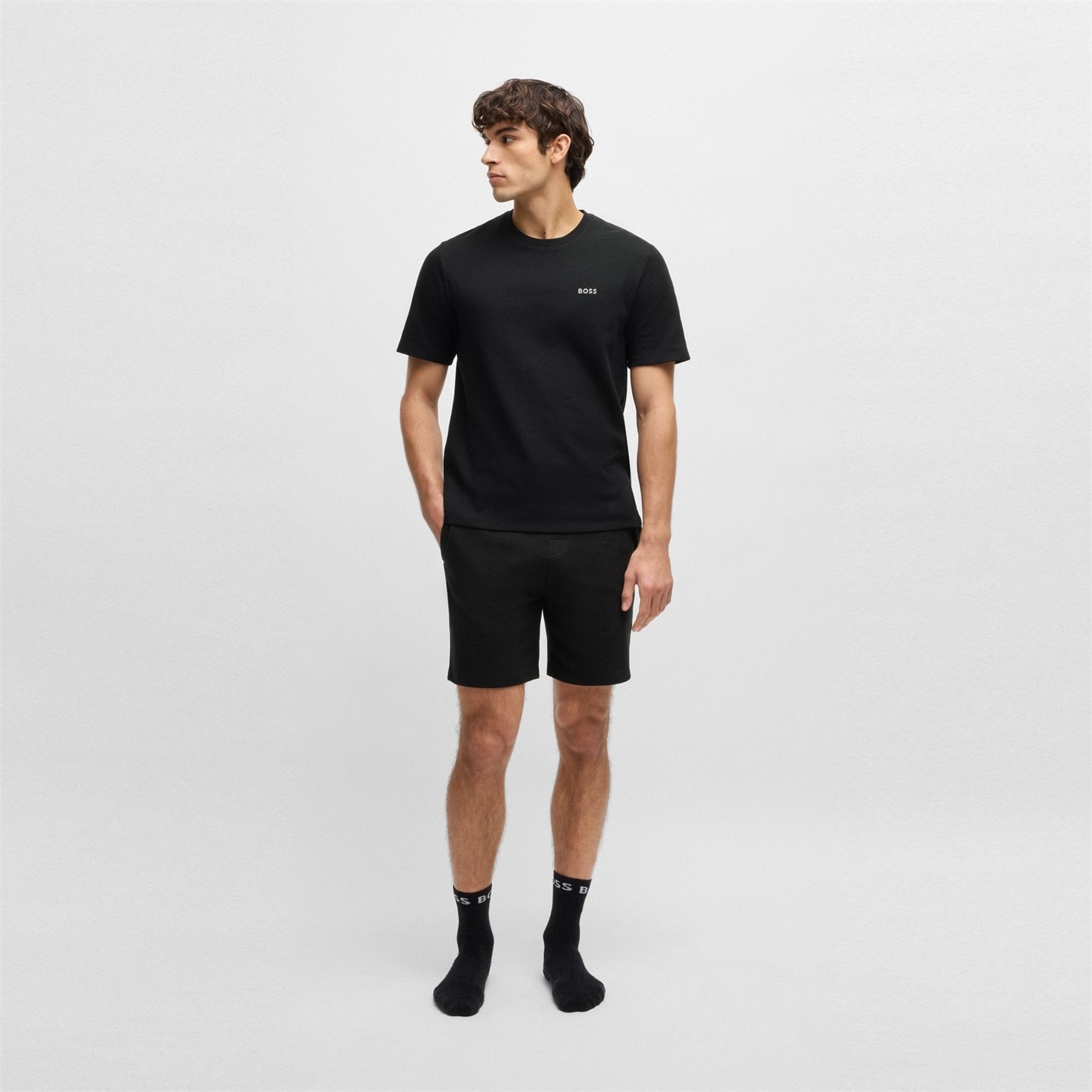 Kraťasy Boss Black 001 5472024 Mens BOSS Bodywear Waffle Soft Texture Shorts - 5