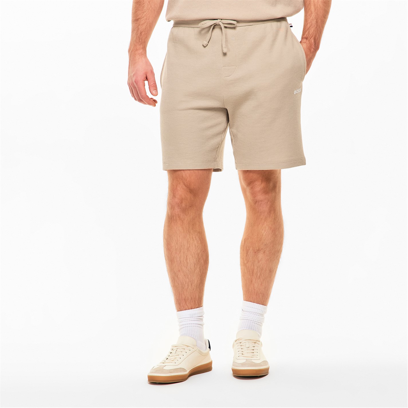 Kraťasy Boss Beige 275 7249634 Mens BOSS Bodywear Waffle Soft Texture Shorts - 3