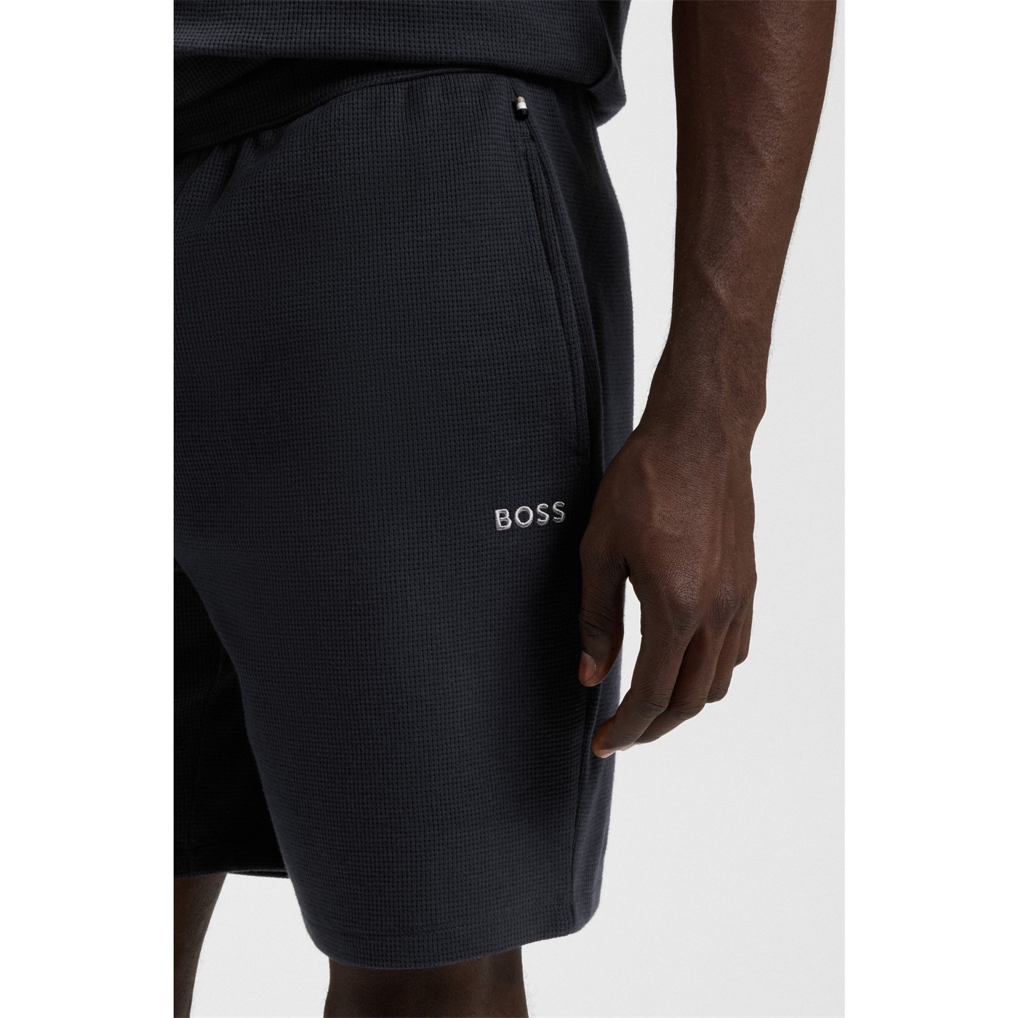 Kraťasy Boss Navy 403 2238932 Mens BOSS Bodywear Waffle Soft Texture Shorts - 4