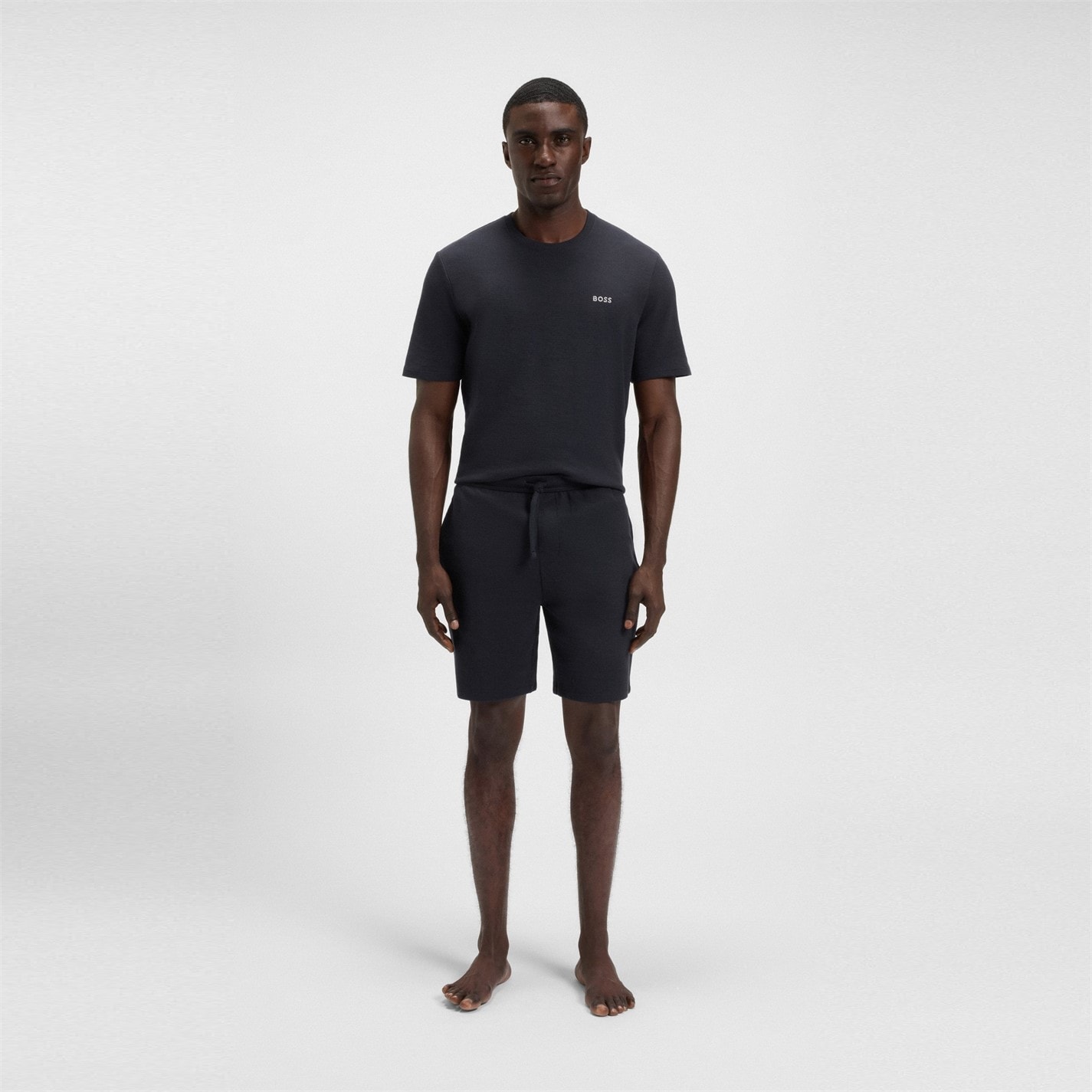 Kraťasy Boss Navy 403 2238932 Mens BOSS Bodywear Waffle Soft Texture Shorts - 5