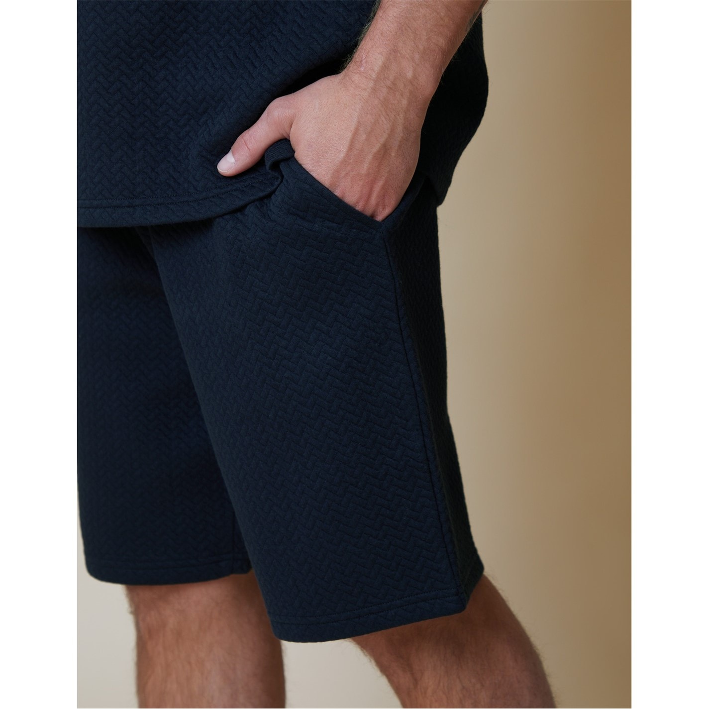 Kraťasy Threadbare Navy 5510881 Men's Fleece Jogger Shorts - 1