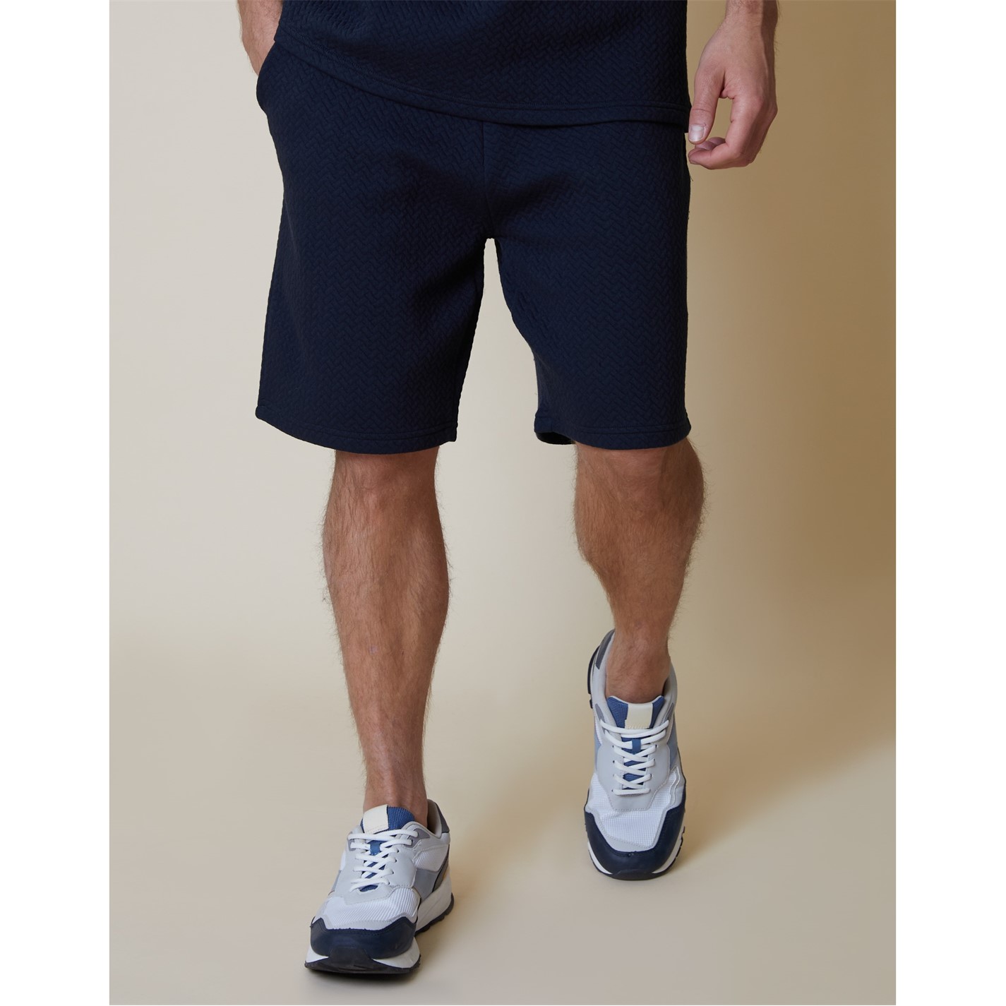 Kraťasy Threadbare Navy 5510881 Men's Fleece Jogger Shorts - 4