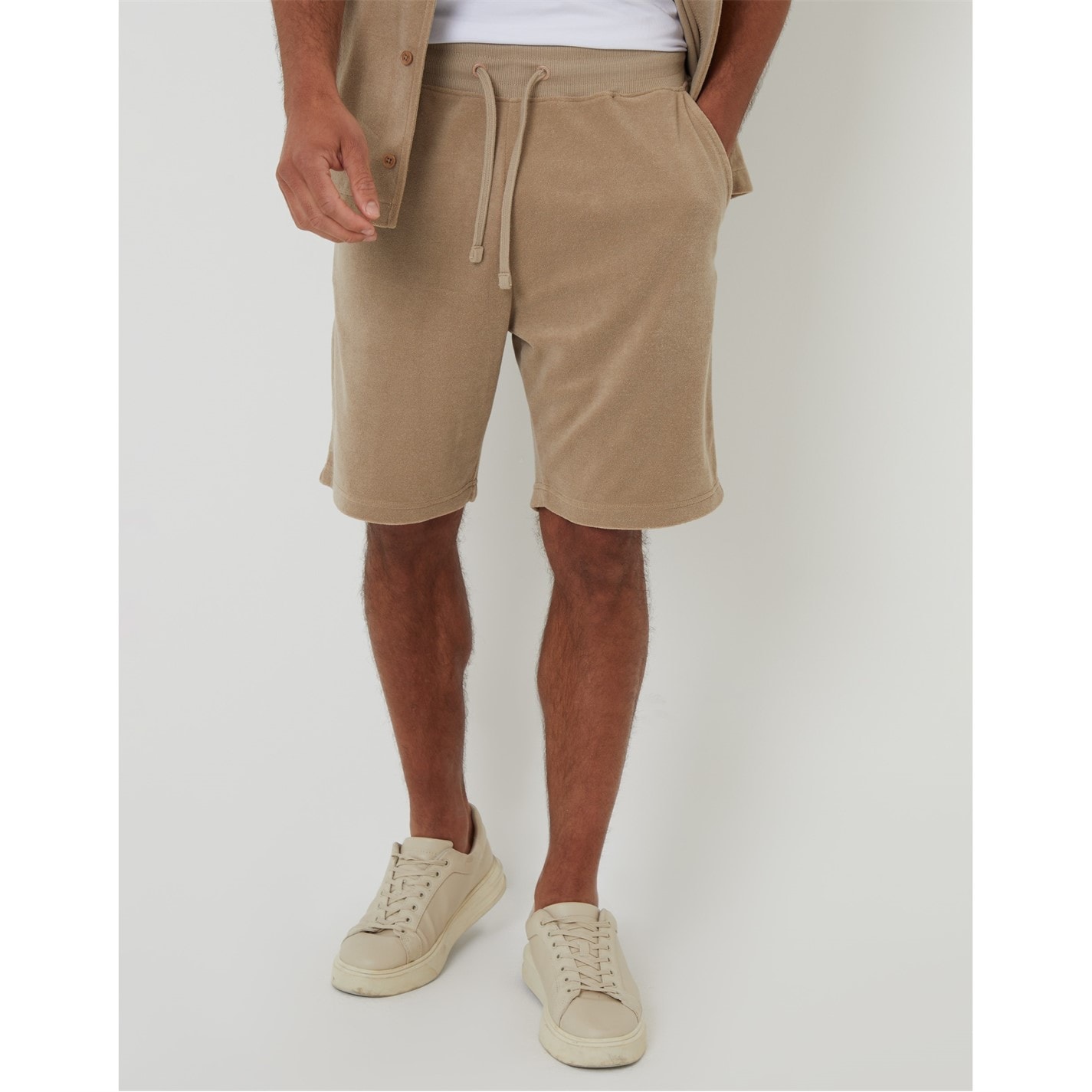 Kraťasy Threadbare Mid Stone 5813198 Men's Fleece Jogger Shorts - 1