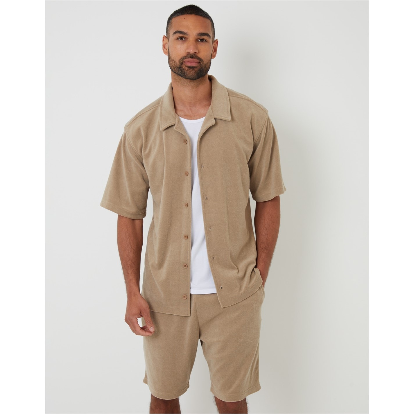 Kraťasy Threadbare Mid Stone 5813198 Men's Fleece Jogger Shorts - 2
