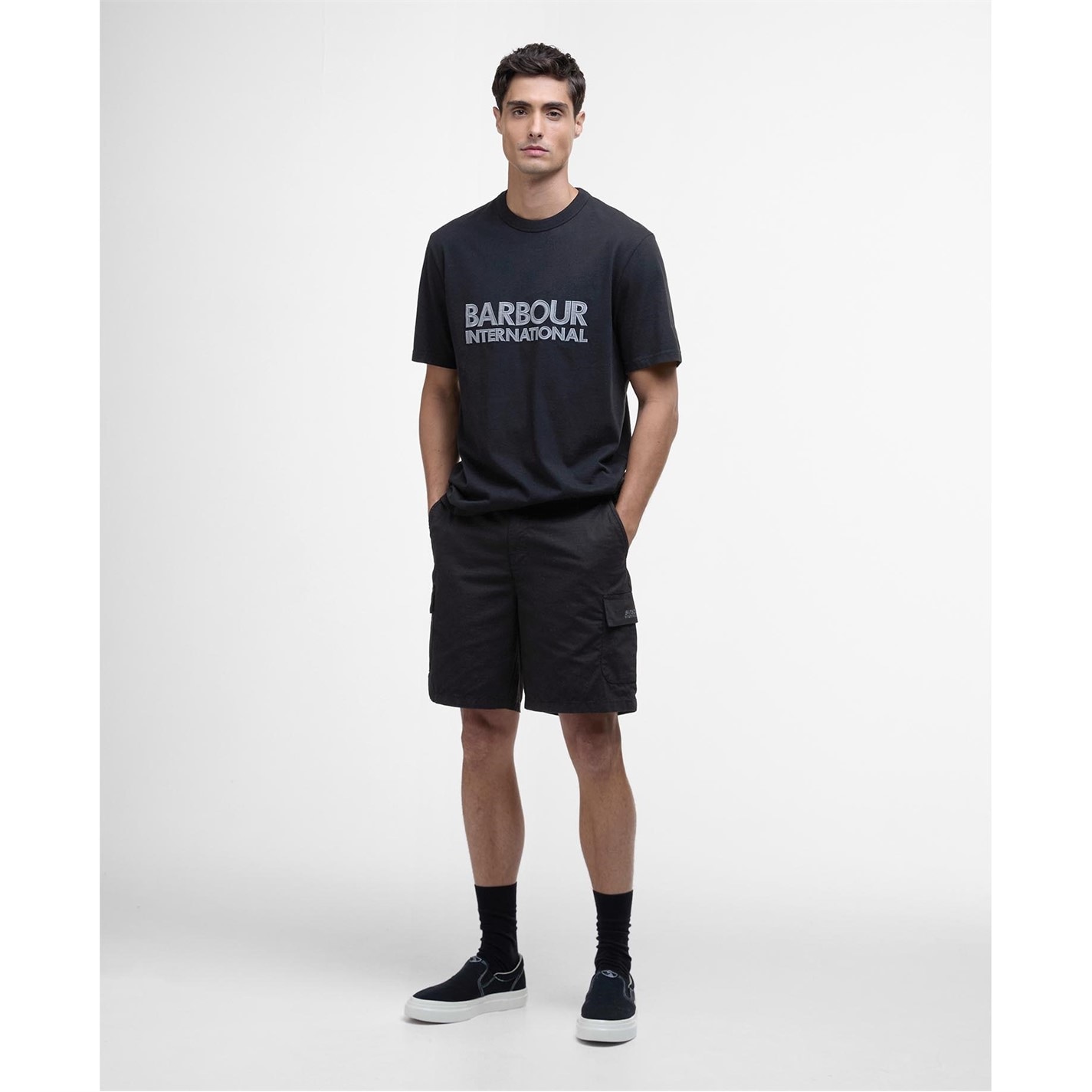 Kraťasy Barbour International Black BK11 8600637 Ripstop Cargo Shorts - 1
