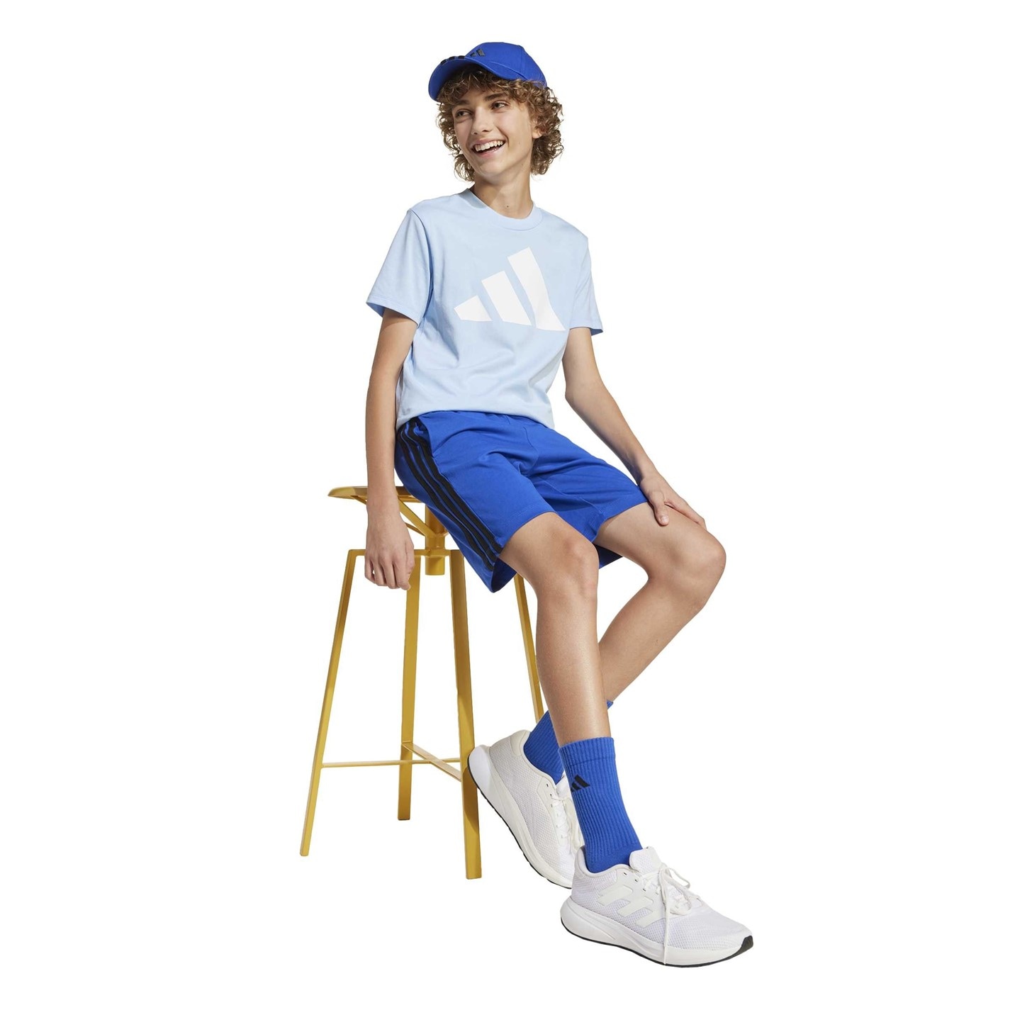 adidas team royal bl 5111901 Essentials 3 Stripe Jersey Short Juniors - 7
