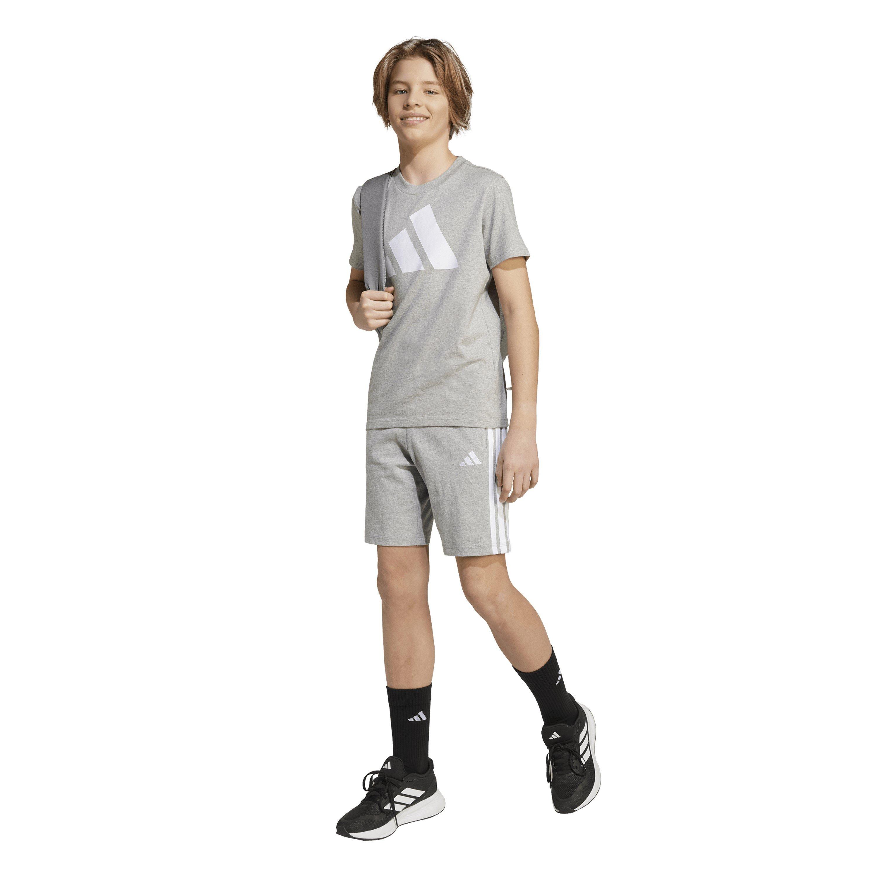 adidas Black/White 1384328 Essentials 3 Stripe Jersey Short Juniors - 7