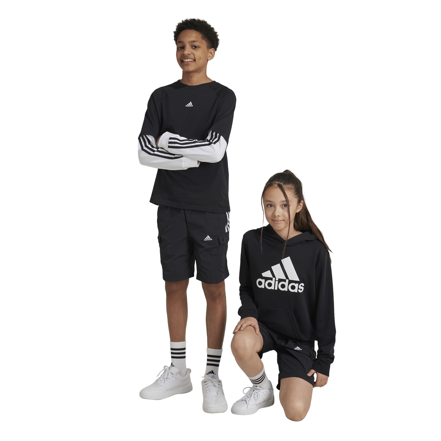adidas Black 4182527 Unisex Kids Jersey Jogger Shorts - 2