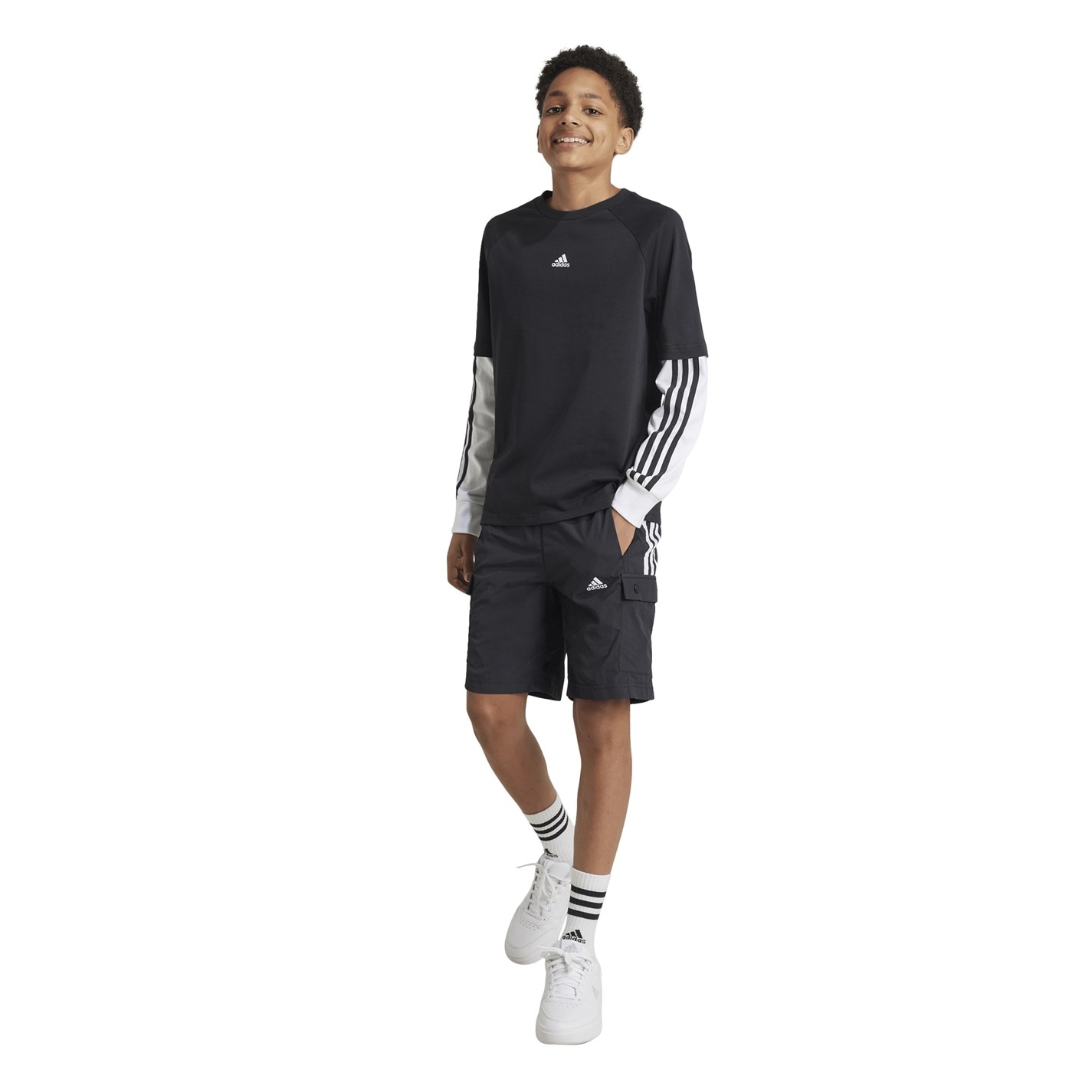 adidas Black 4182527 Unisex Kids Jersey Jogger Shorts - 4