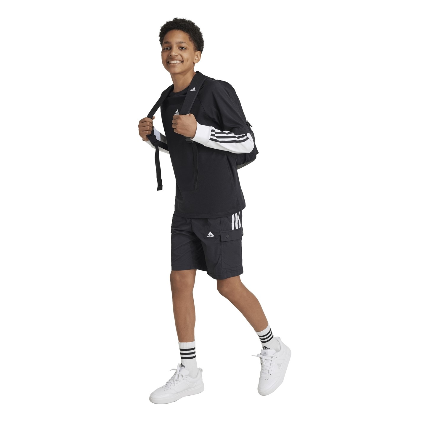 adidas Black 4182527 Unisex Kids Jersey Jogger Shorts - 7