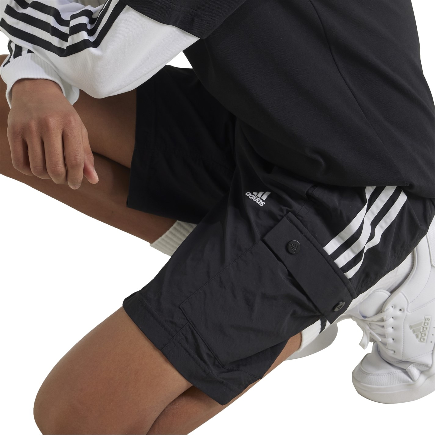 adidas Black 4182527 Unisex Kids Jersey Jogger Shorts - 8