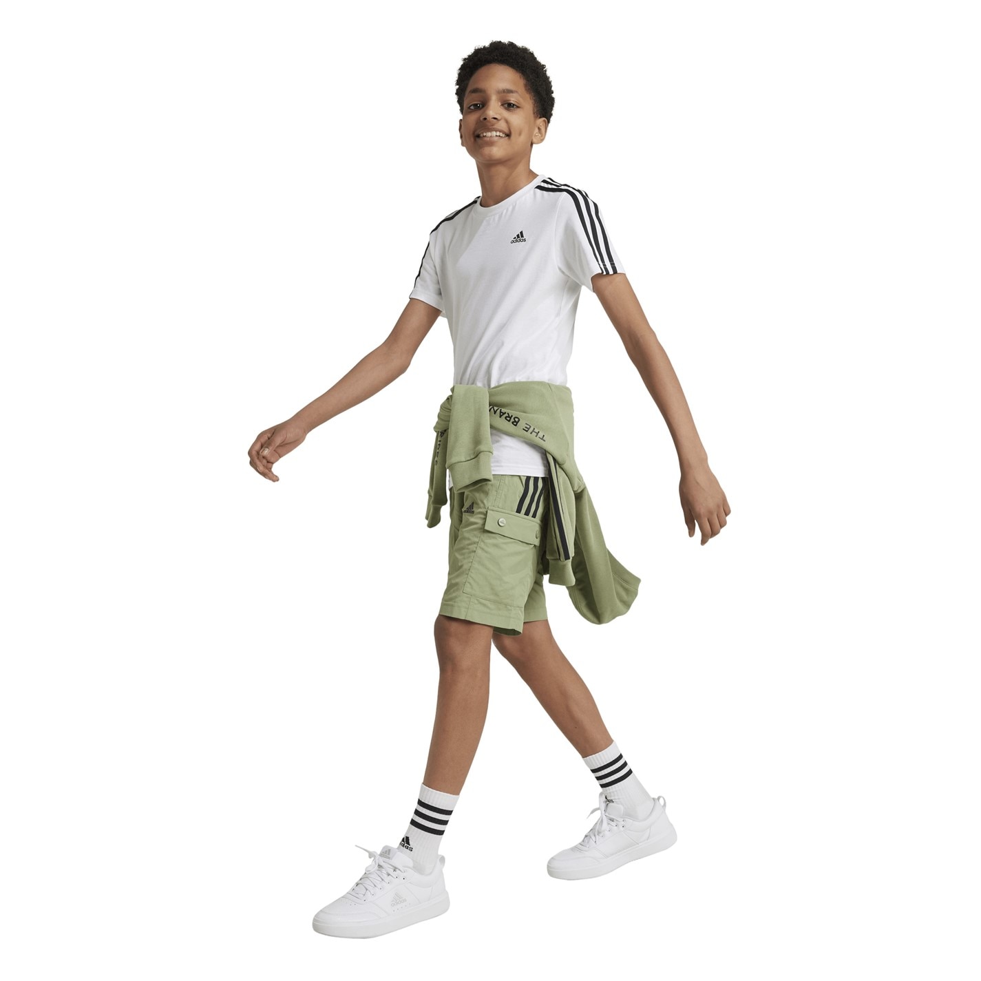 adidas Green 8506471 Unisex Kids Jersey Jogger Shorts - 7
