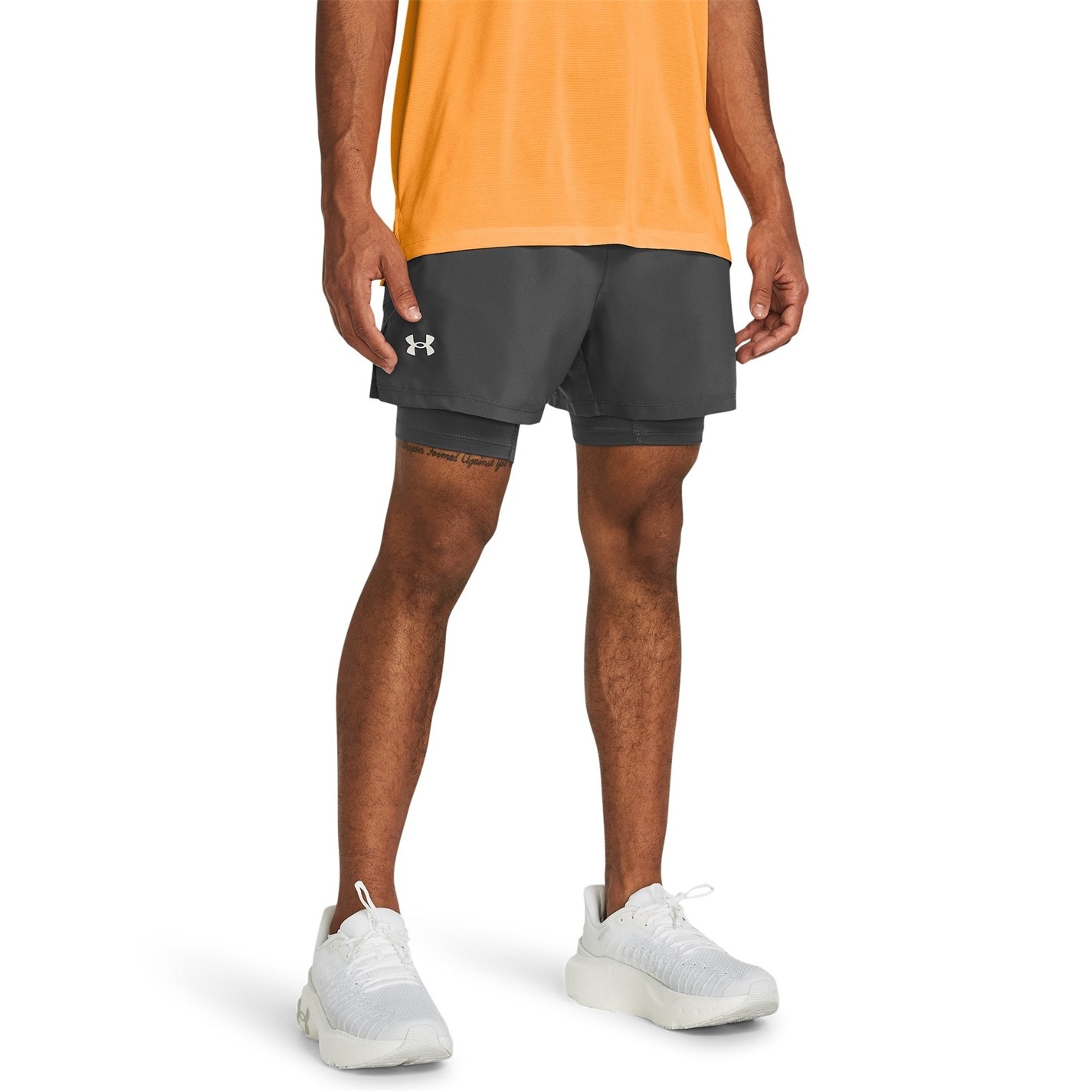 Kraťasy Under Armour Pitch Grey 7559454 UA Launch Mens 2-in-1 5in Shorts - 2