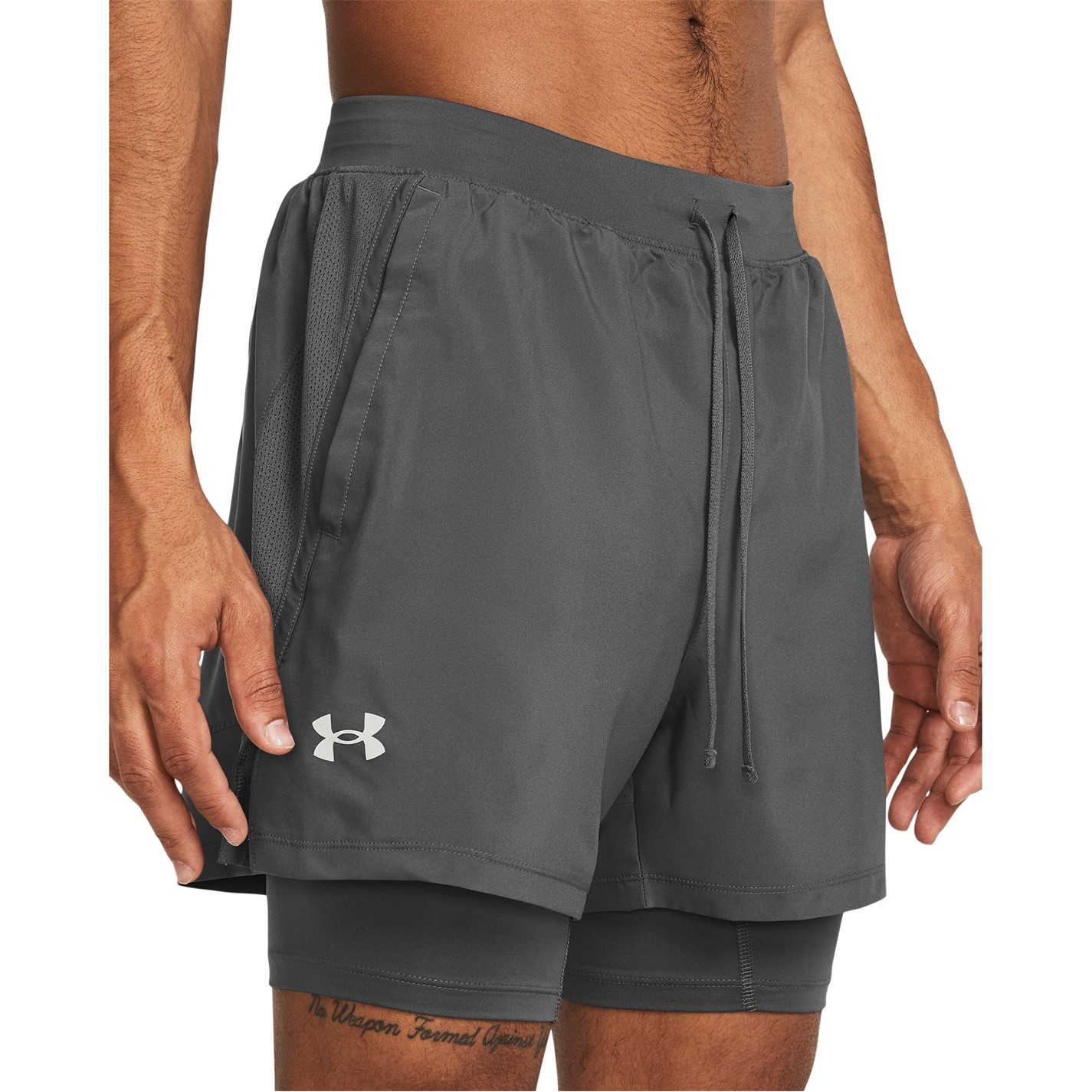 Kraťasy Under Armour Pitch Grey 7559454 UA Launch Mens 2-in-1 5in Shorts - 5