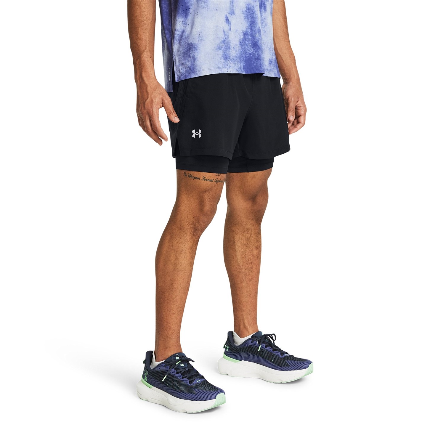 Kraťasy Under Armour Black 7940038 UA Launch Mens 2-in-1 5in Shorts - 2