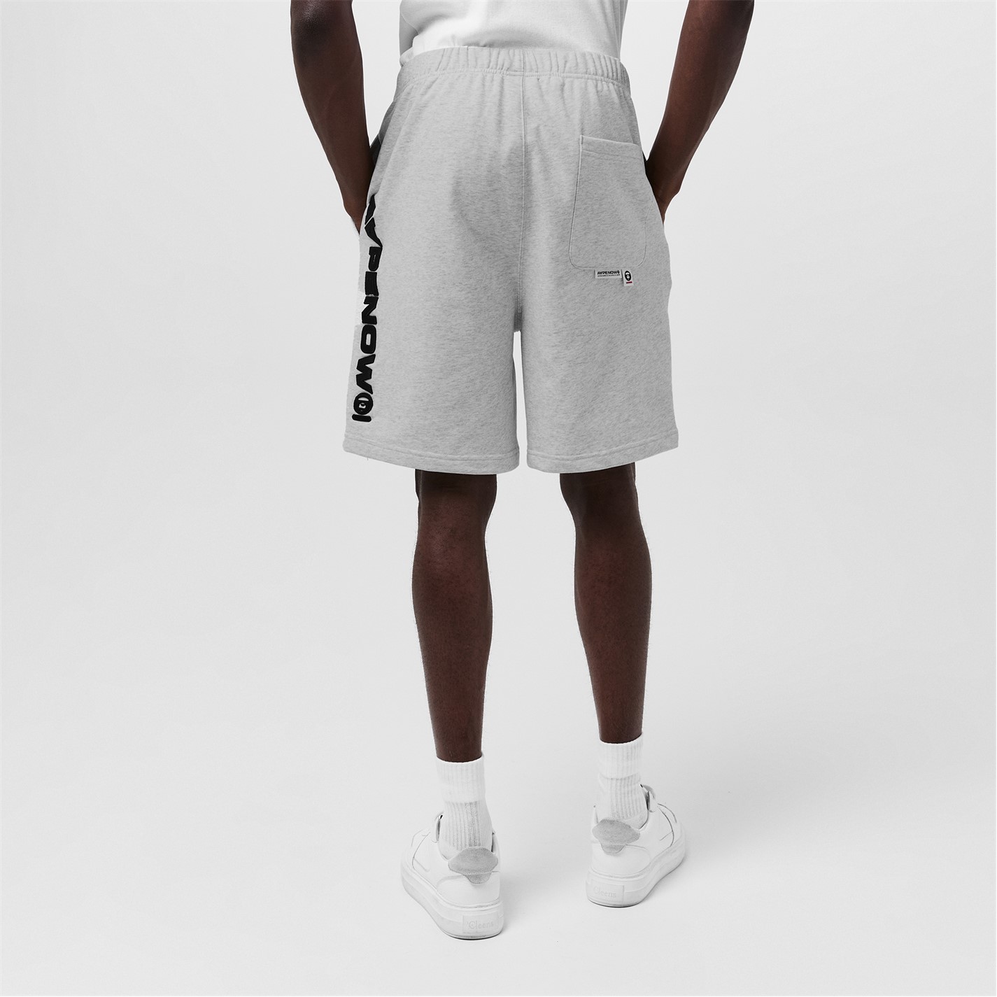 Kraťasy AAPE Heather White 312959 Men's Relaxed Fit Fleece Jogger Shorts - 4