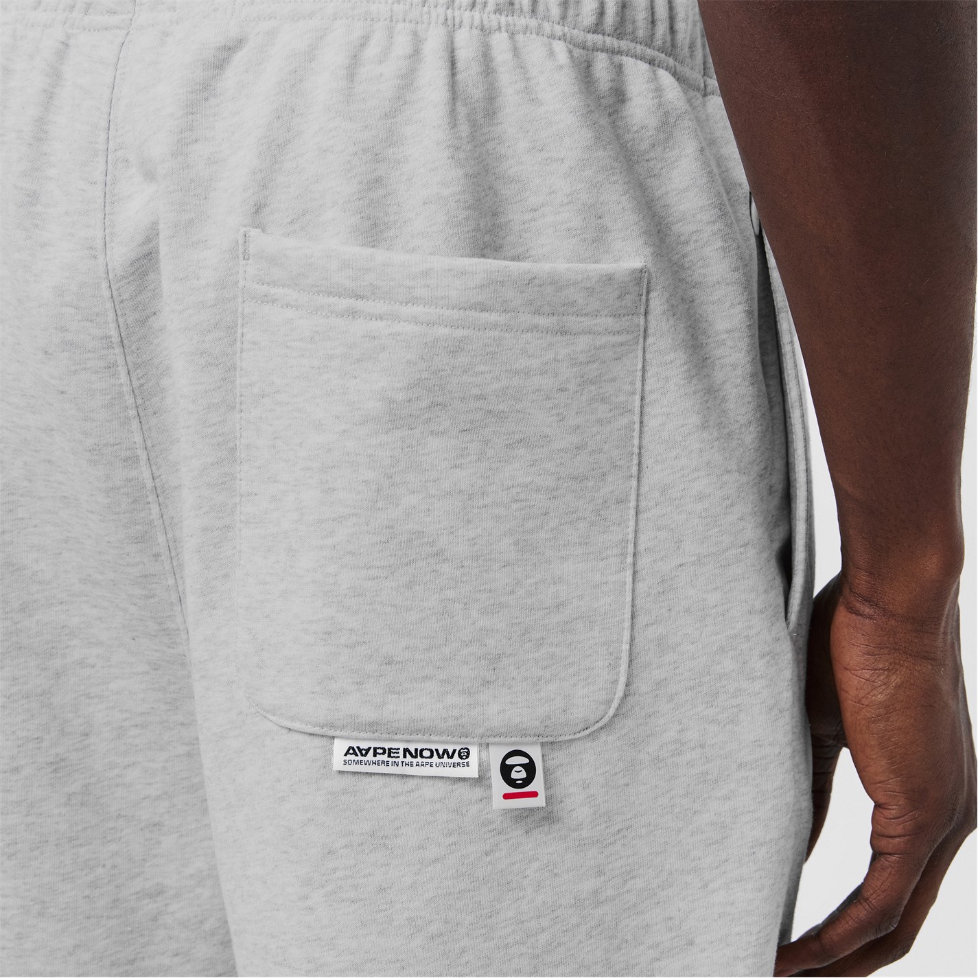 Kraťasy AAPE Heather White 312959 Men's Relaxed Fit Fleece Jogger Shorts - 5