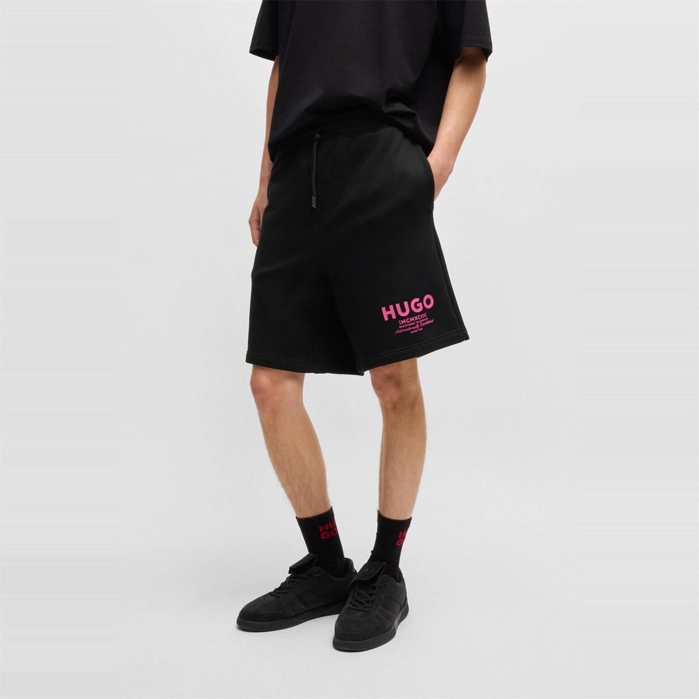 Kraťasy Hugo Black 003 3793379 Men's Nomario Fleece Jogger Shorts - 2