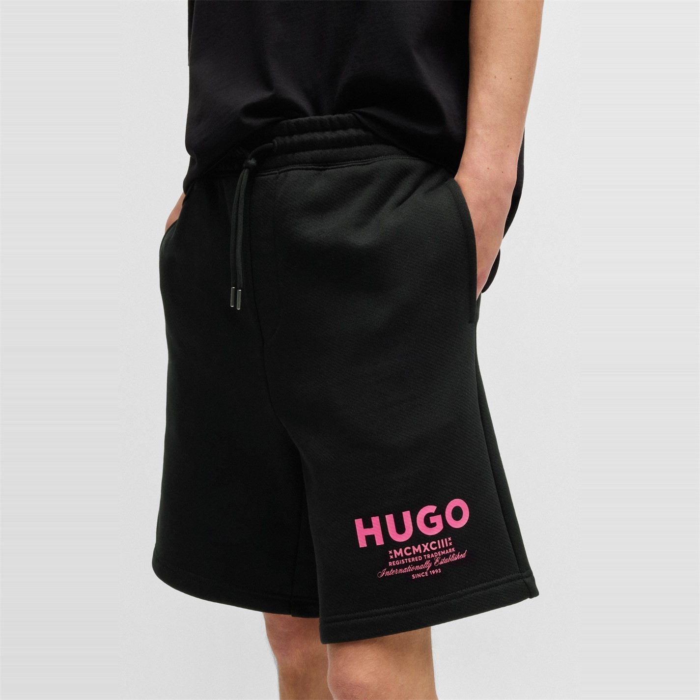 Kraťasy Hugo Black 003 3793379 Men's Nomario Fleece Jogger Shorts - 4