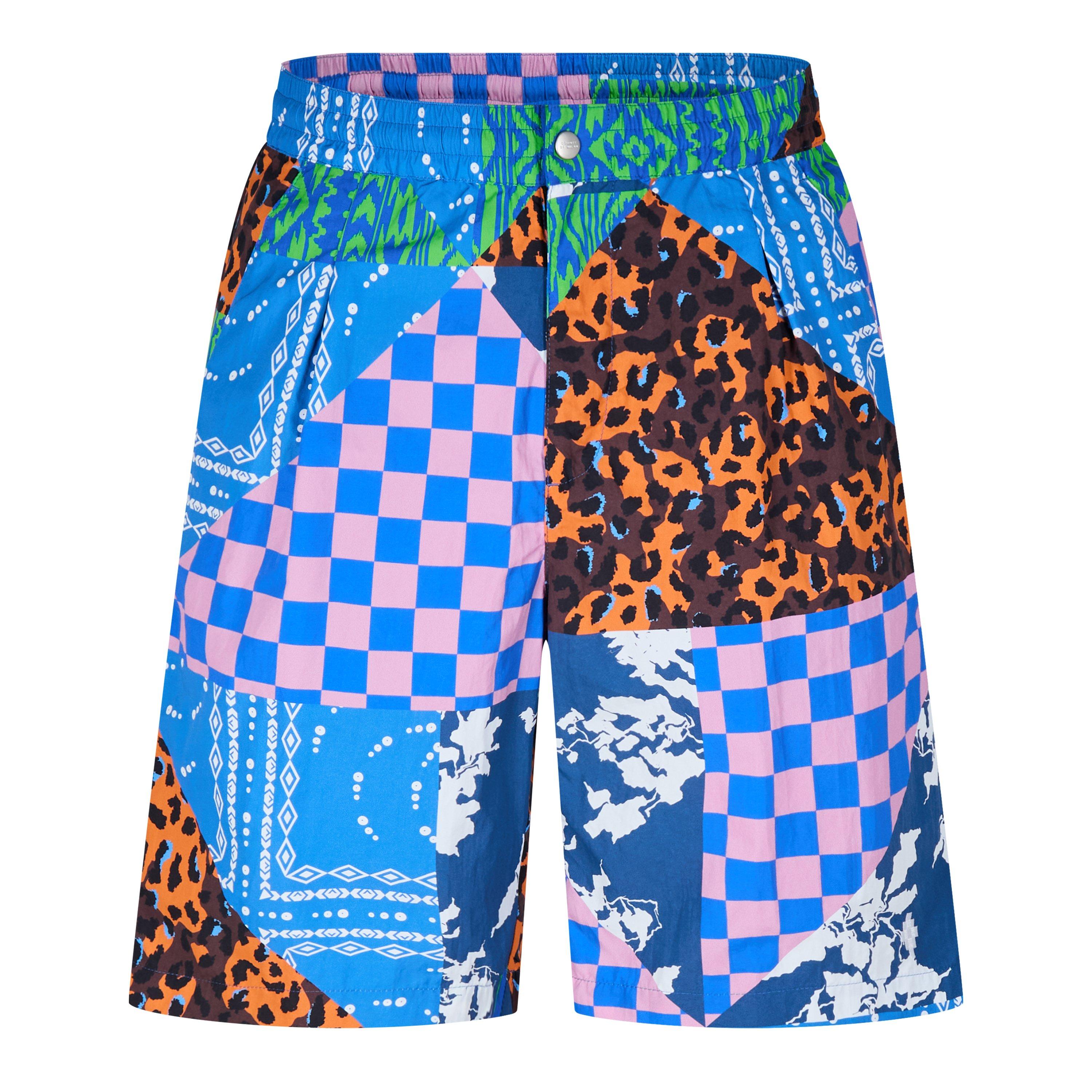 Kraťasy Marcelo Burlon Blue 2508708 Men's Multi-Panel Knee-Length Fleece Jogger Shorts - 1