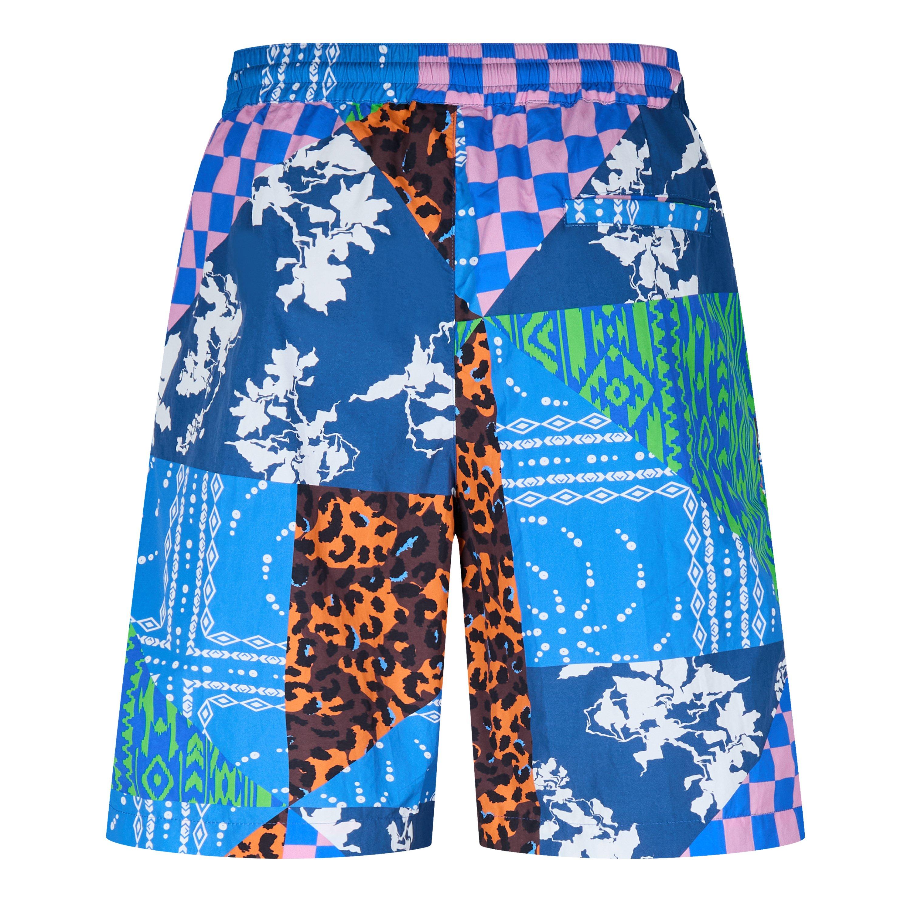 Kraťasy Marcelo Burlon Blue 2508708 Men's Multi-Panel Knee-Length Fleece Jogger Shorts - 2