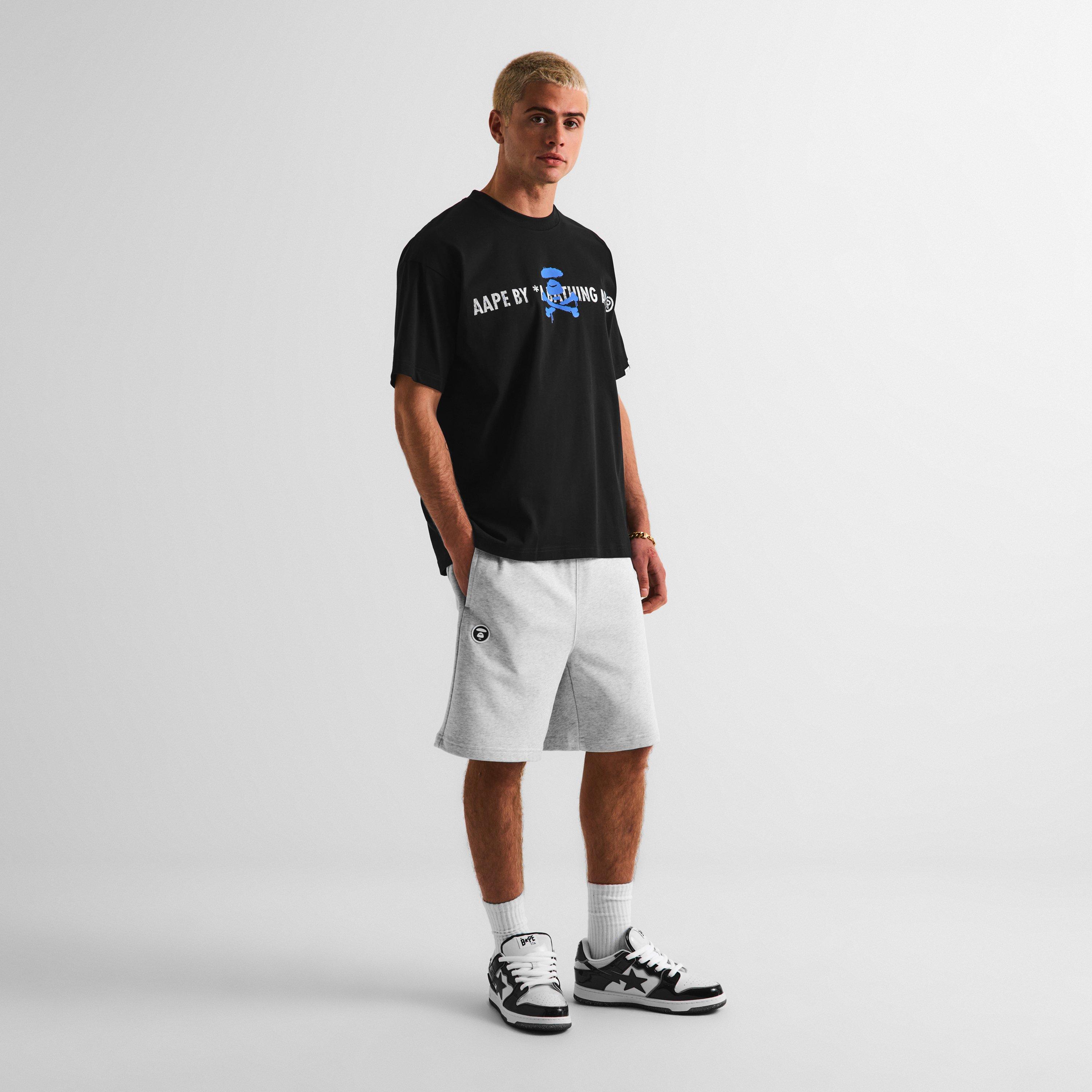 Kraťasy AAPE Heather White 2627989 Men's Fleece Jogger Shorts - 6