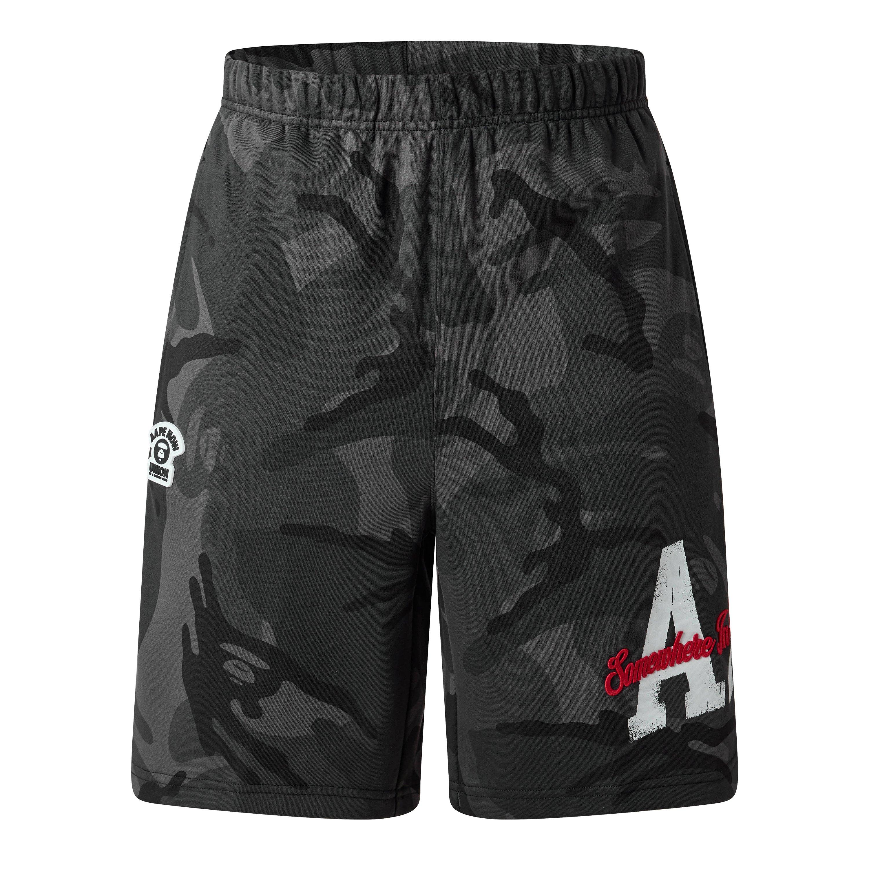 Kraťasy AAPE Black Camo 5714888 Men's Fleece Jogger Shorts - 1