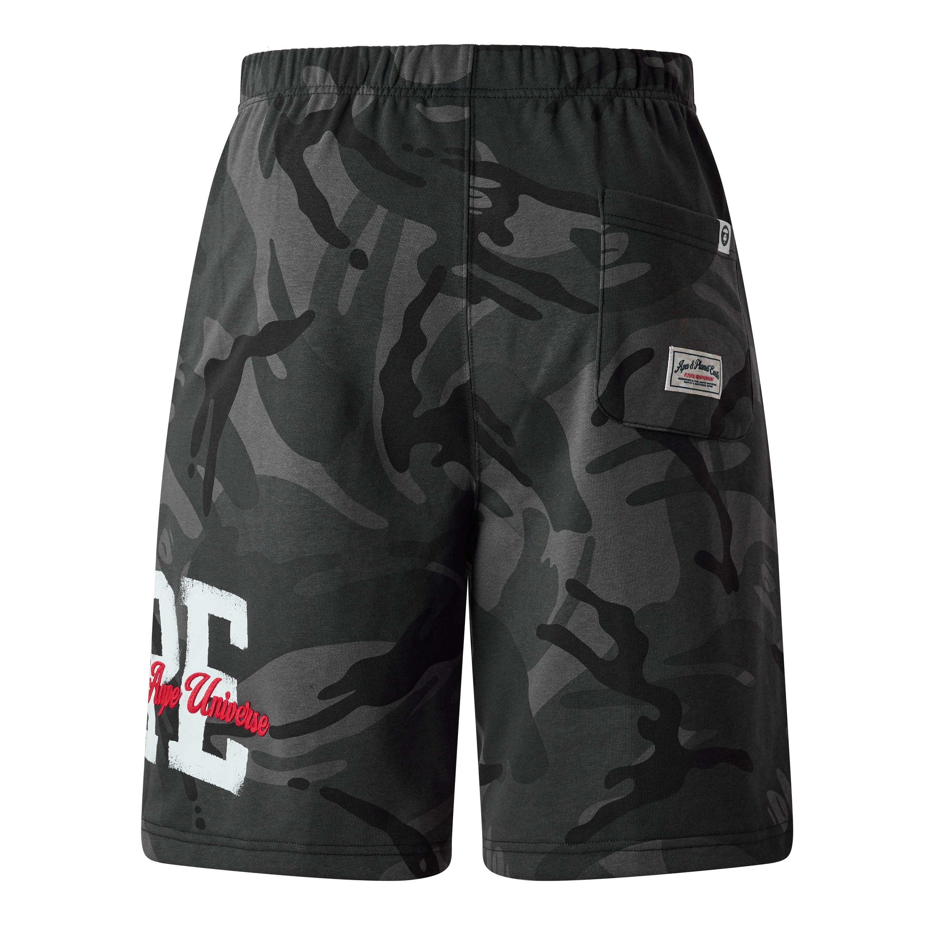 Kraťasy AAPE Black Camo 5714888 Men's Fleece Jogger Shorts - 2